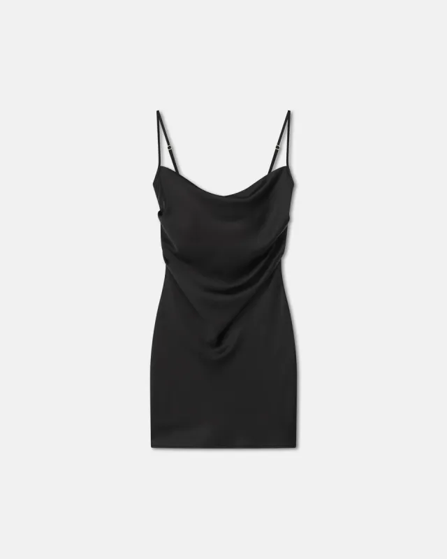 Seren - Slip Satin Mini Dress - Black sold by Nanushka