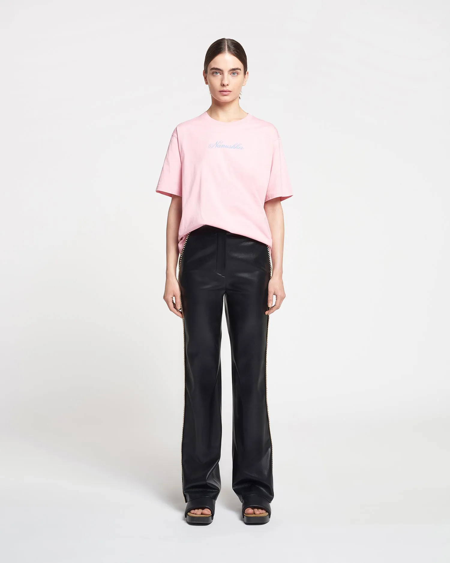 Reece - Embroidered Cotton-Jersey T-Shirt - Pink/Blue sold by Nanushka product image thumbnail 2