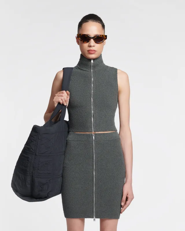 Kella - Zip-Up Terry-Knit Top - Graphite sold by Nanushka