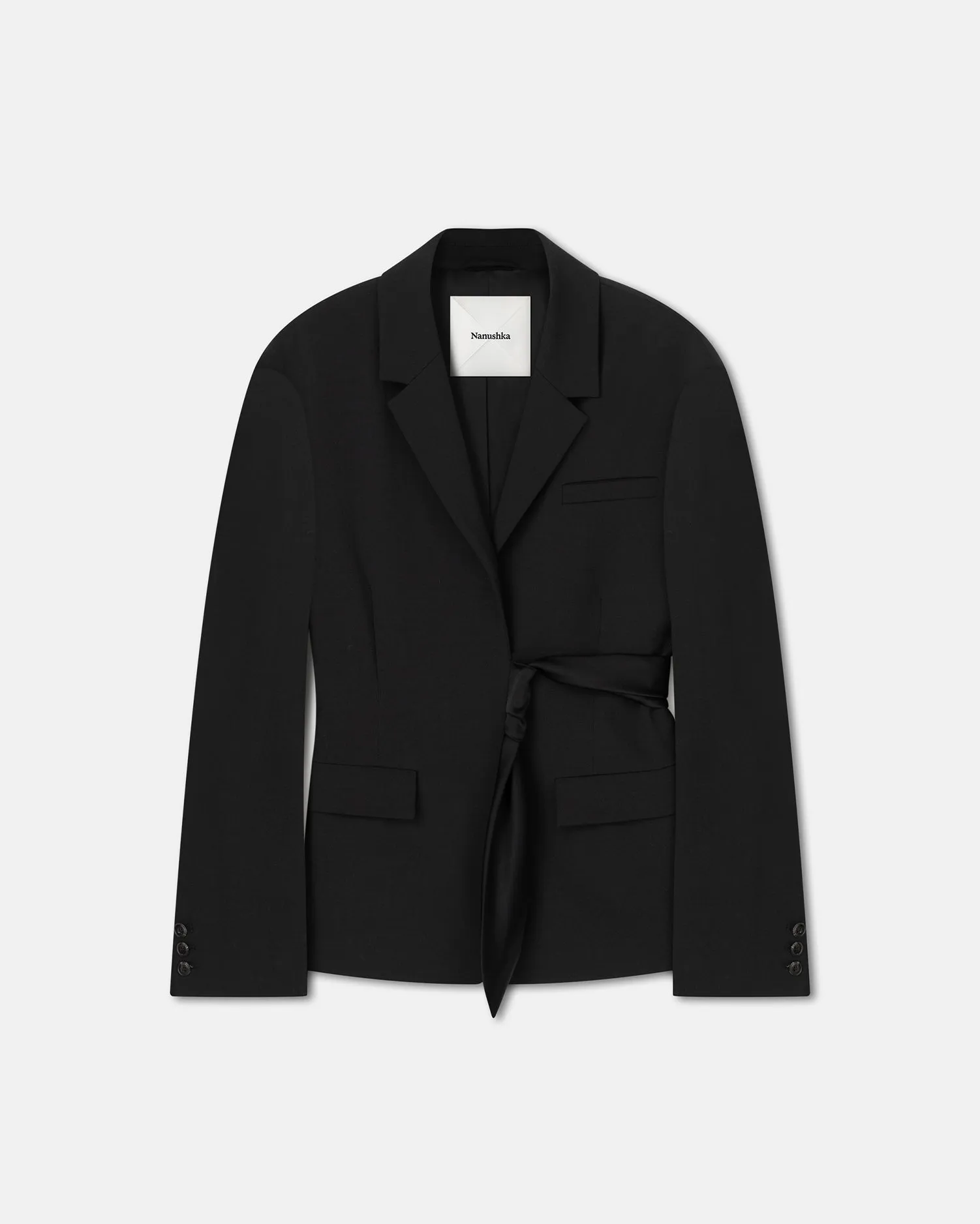 Marline - Twill Wrap Blazer - Black sold by Nanushka product image thumbnail 2