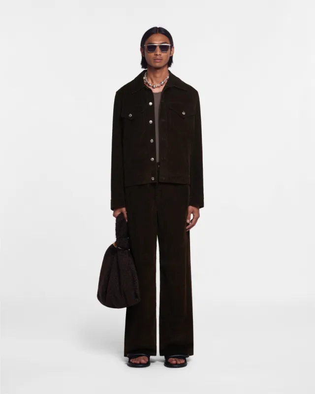 Jurian - Sale Wide-Leg Corduroy Pants - Dark Brown sold by Nanushka