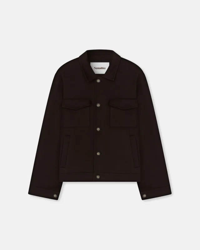 Rhys - Sale Wool And Silk-Blend Jacket - Coffee Ground sold by Nanushka