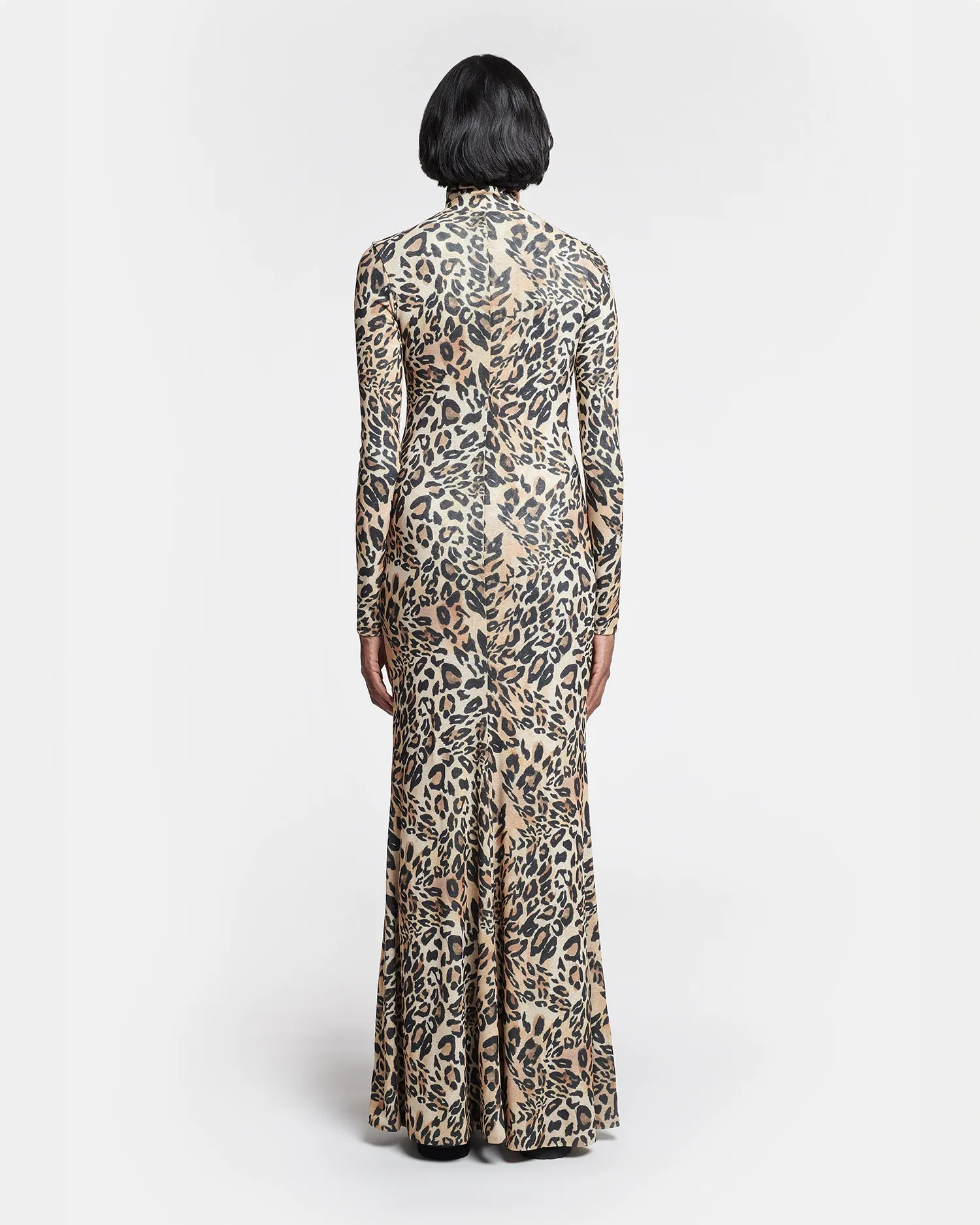 Blaize - Zip-Up Mesh-Jersey Turtleneck Dress - Leopard sold by Nanushka product image thumbnail 2