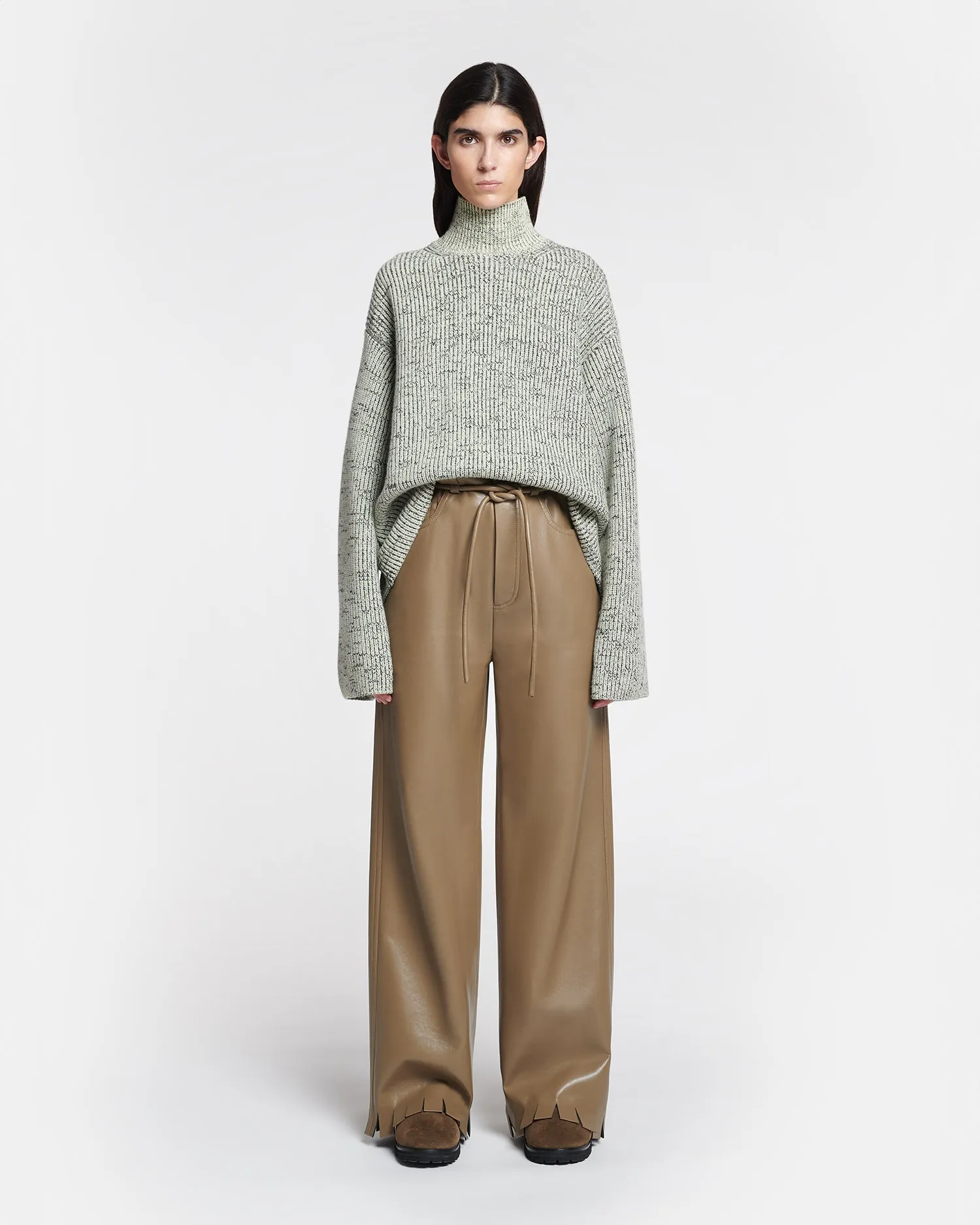 Nienke - Cashmere-Blend Mouline Turtleneck Sweater - Black/ Moon sold by Nanushka product image thumbnail 3