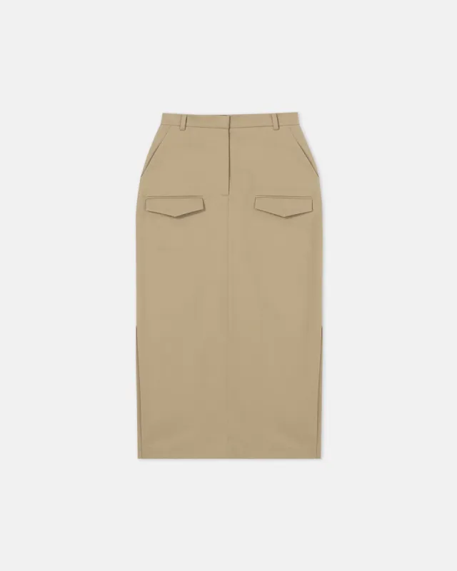 Edena - Cavalry -Twill Midi Skirt - Pebble sold by Nanushka