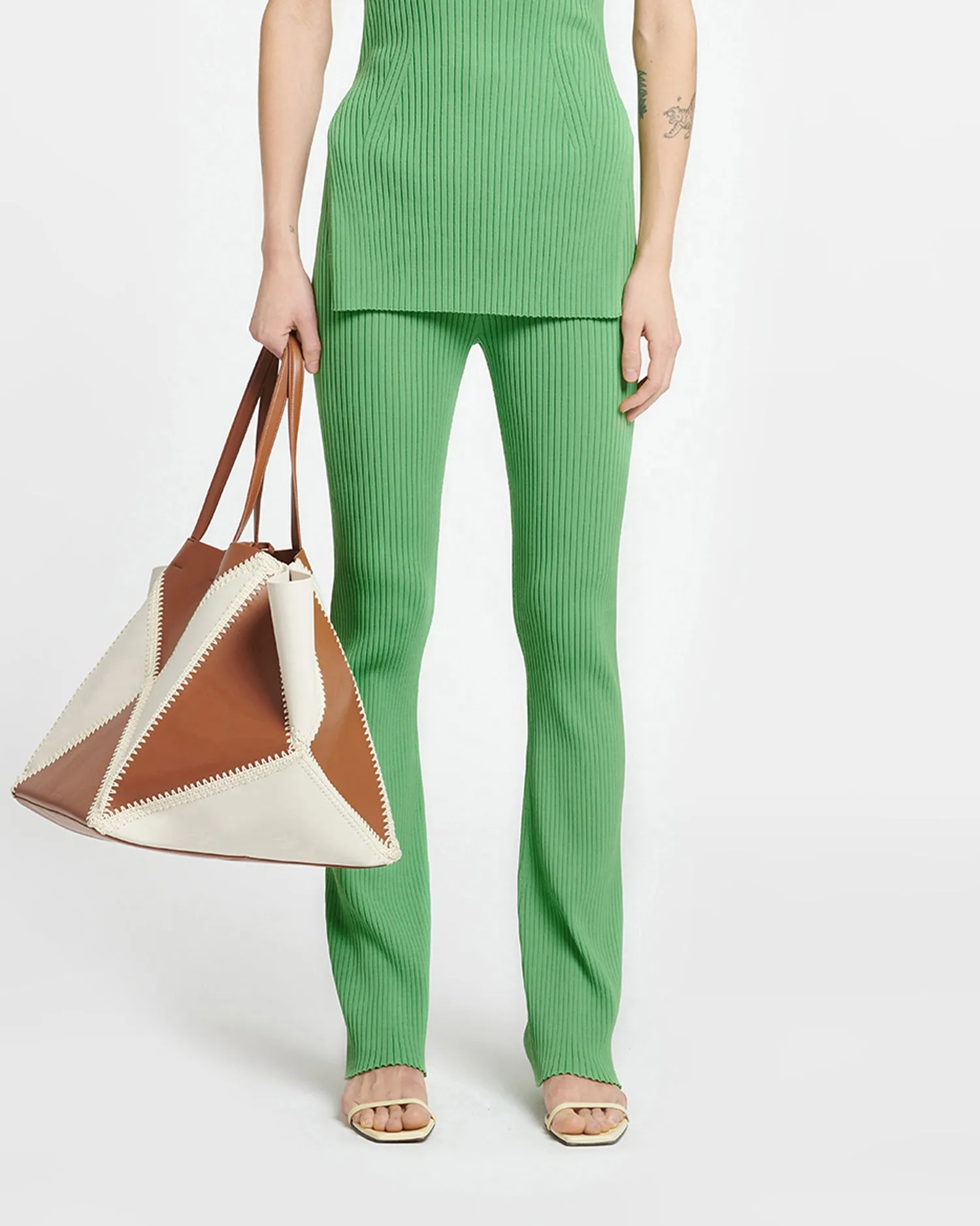Cornelie - Ribbed-Knit Pants - Green sold by Nanushka