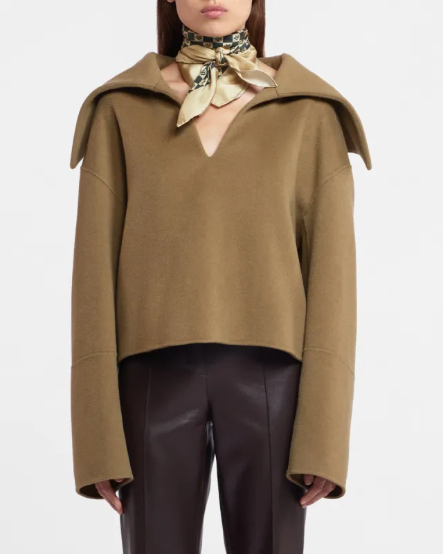 Maxe - Sale Wool And Silk-Blend Top - Khaki Double Wool sold by Nanushka