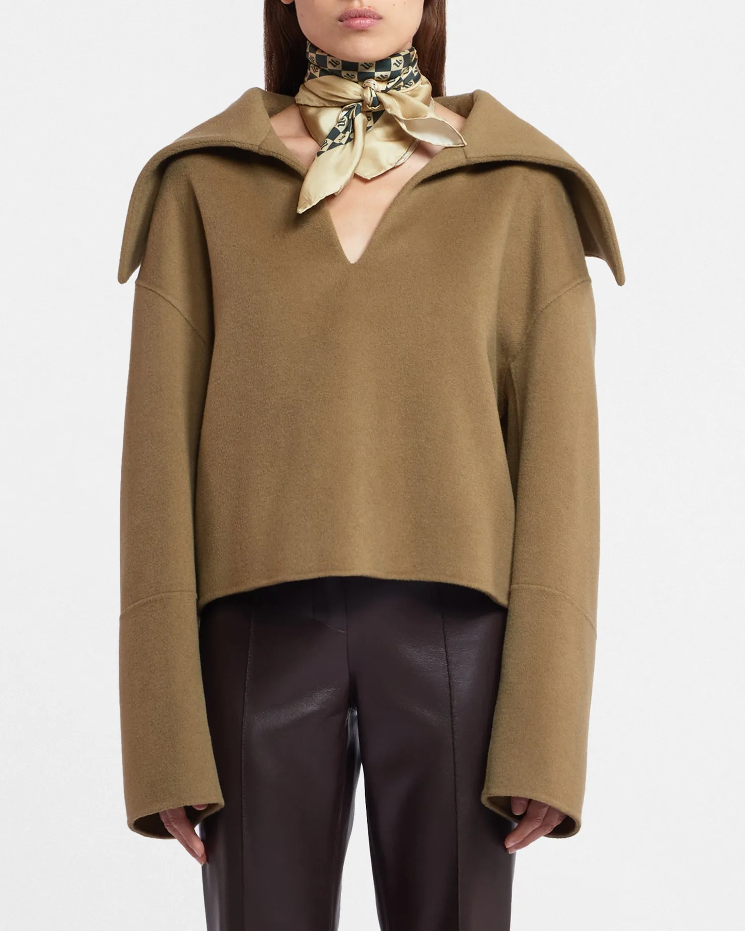 Maxe - Sale Wool And Silk-Blend Top - Khaki Double Wool sold by Nanushka