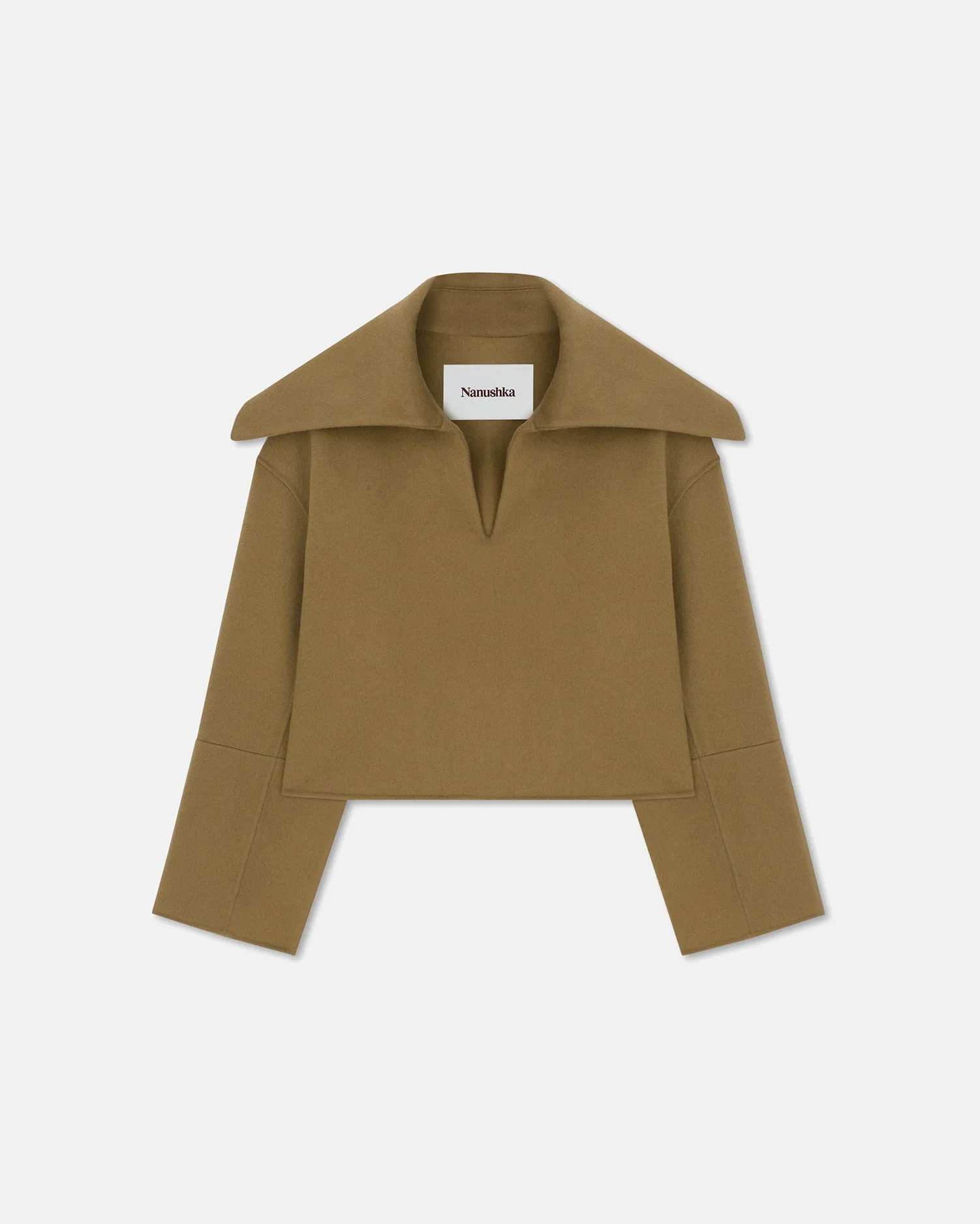 Maxe - Sale Wool And Silk-Blend Top - Khaki Double Wool sold by Nanushka product image thumbnail 4