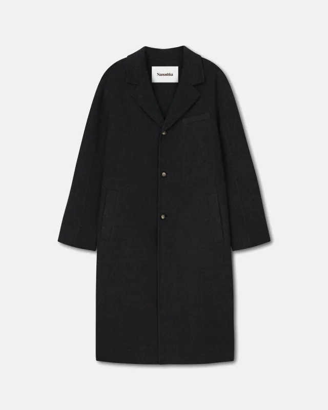 Marton - Double Wool And Silk Car Coat - Black sold by Nanushka