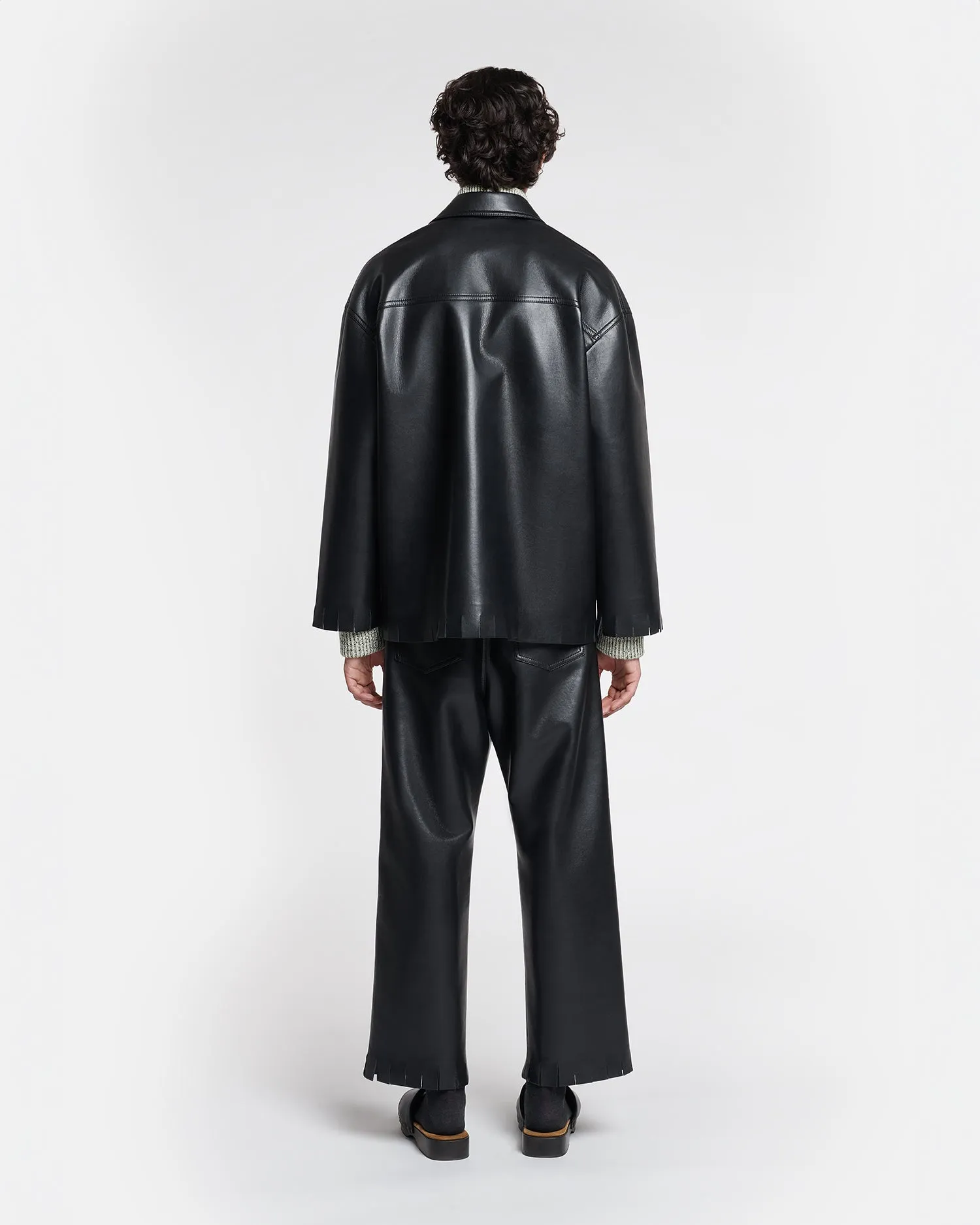 Wynter - Fringed Regenerated Leather Jacket - Black sold by Nanushka product image thumbnail 5