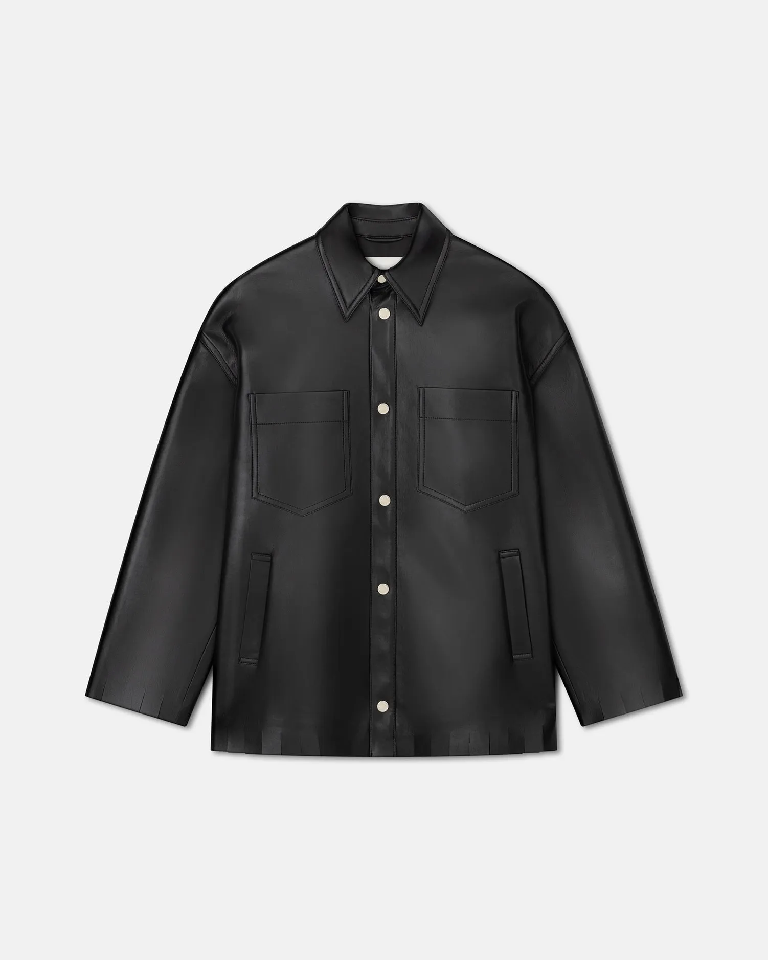 Wynter - Fringed Regenerated Leather Jacket - Black sold by Nanushka