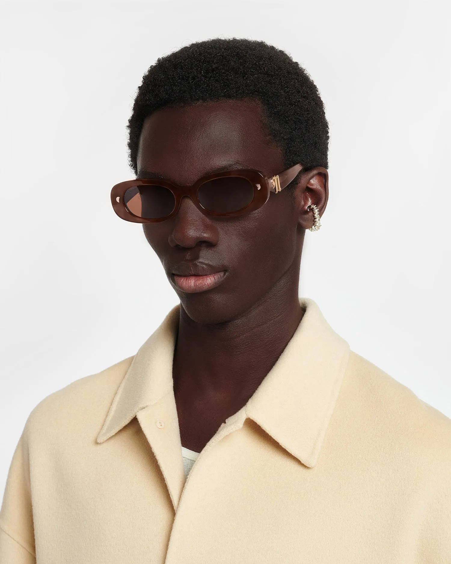 Aliza - Bio-Plastic Oval-Frame Sunglasses - Light Turtle sold by Nanushka product image thumbnail 5