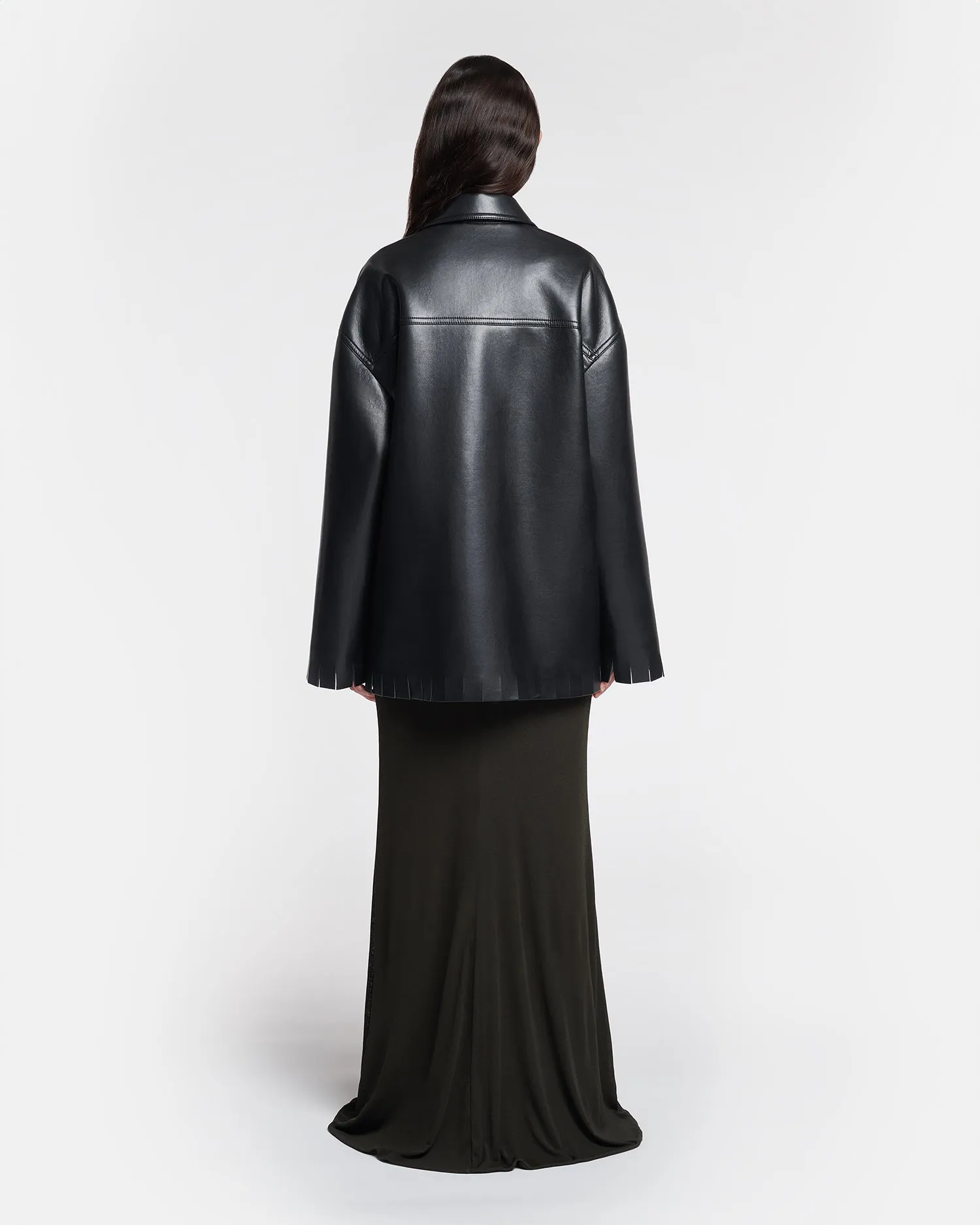 Wynter - Fringed Regenerated Leather Jacket - Black sold by Nanushka product image thumbnail 4