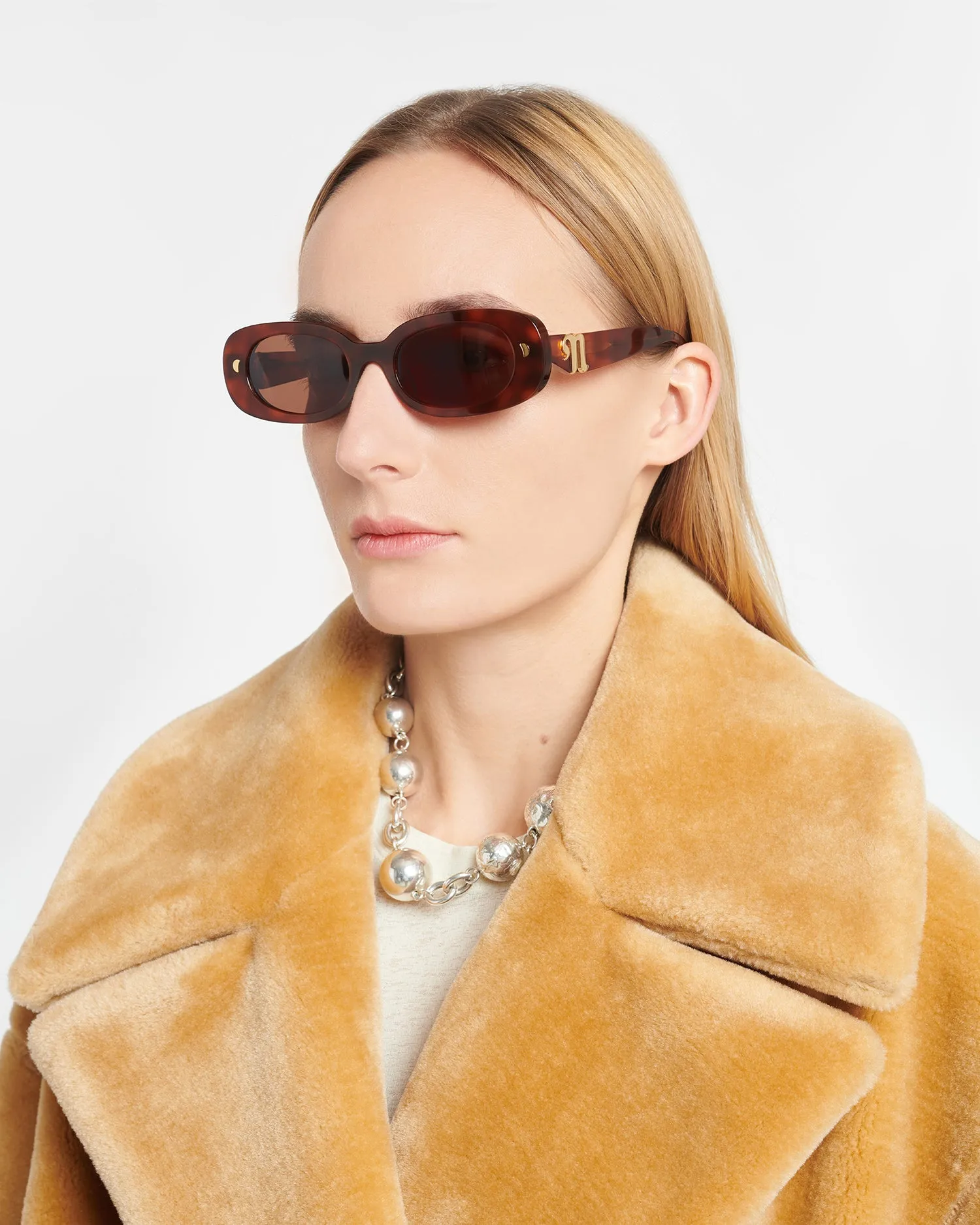 Aliza - Bio-Plastic Oval-Frame Sunglasses - Light Turtle sold by Nanushka product image thumbnail 4