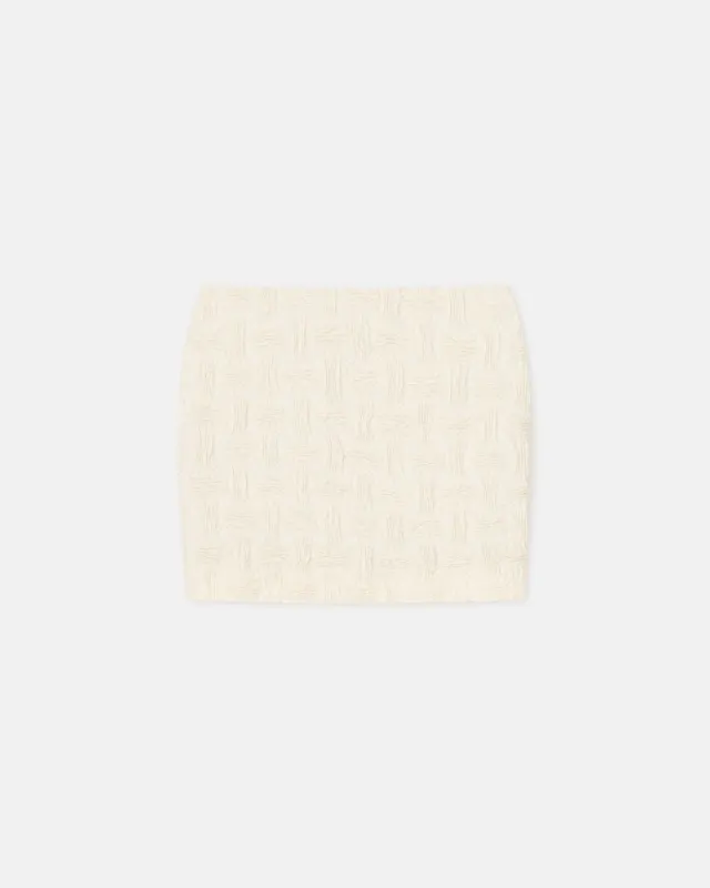 Lyle - Seersucker Tech Linen Mini Skirt - Creme made by Nanushka