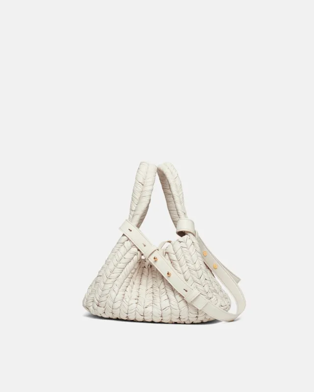 The Busket - Okobor™ Alt-Leather Knit Bucket Bag - White sold by Nanushka