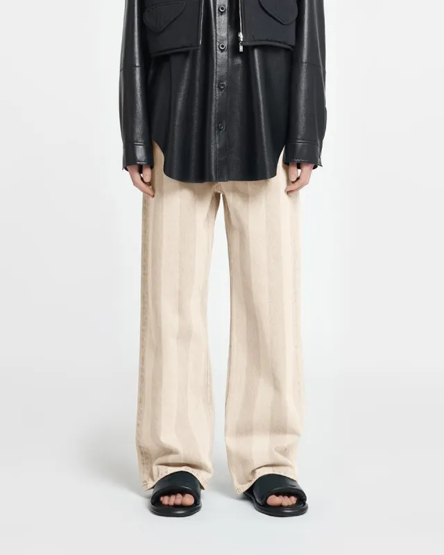 Josine - Striped Wide-Leg Jeans - Creme sold by Nanushka