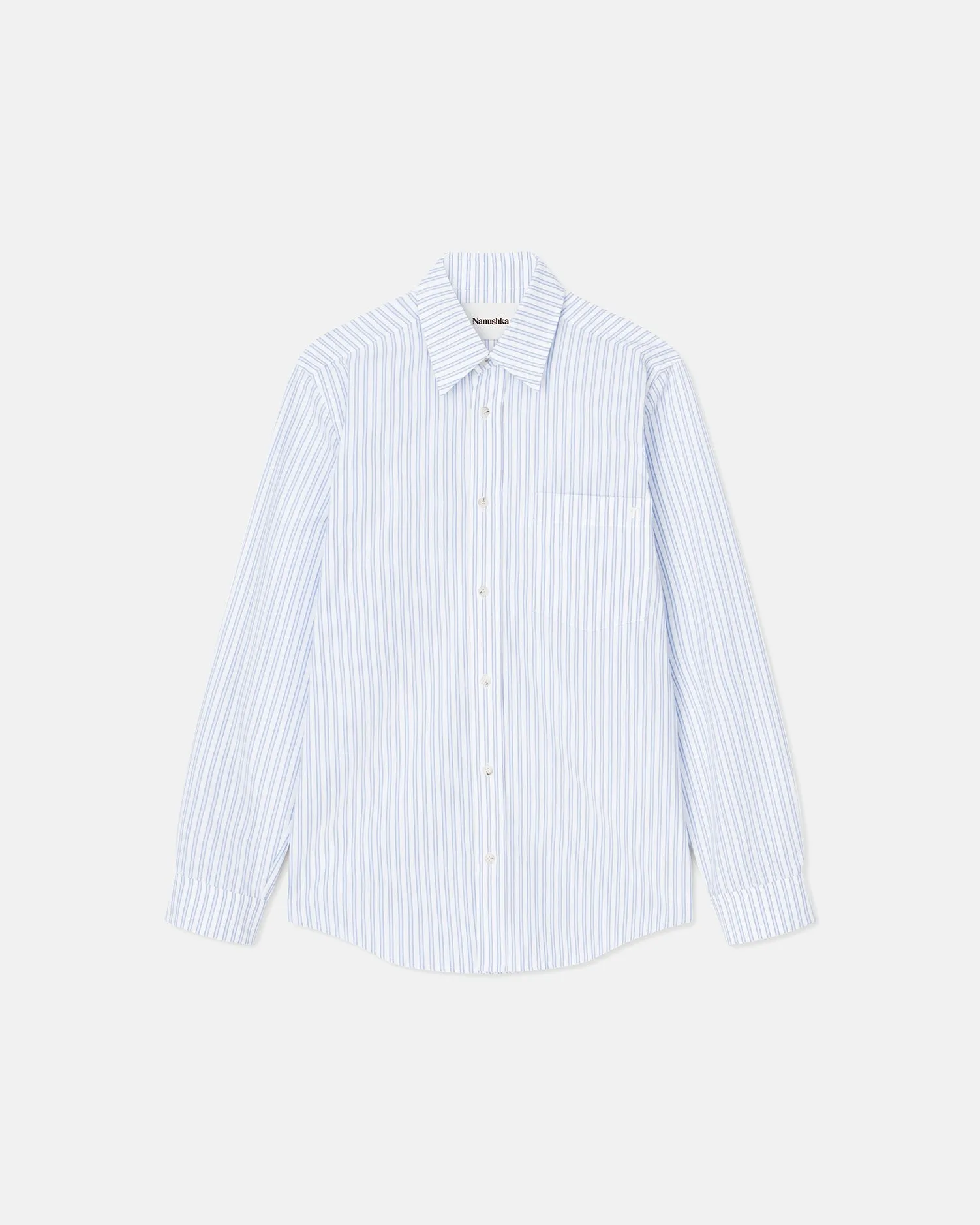 Kaleb - Striped Cotton Shirt - White Blue sold by Nanushka product image thumbnail 5