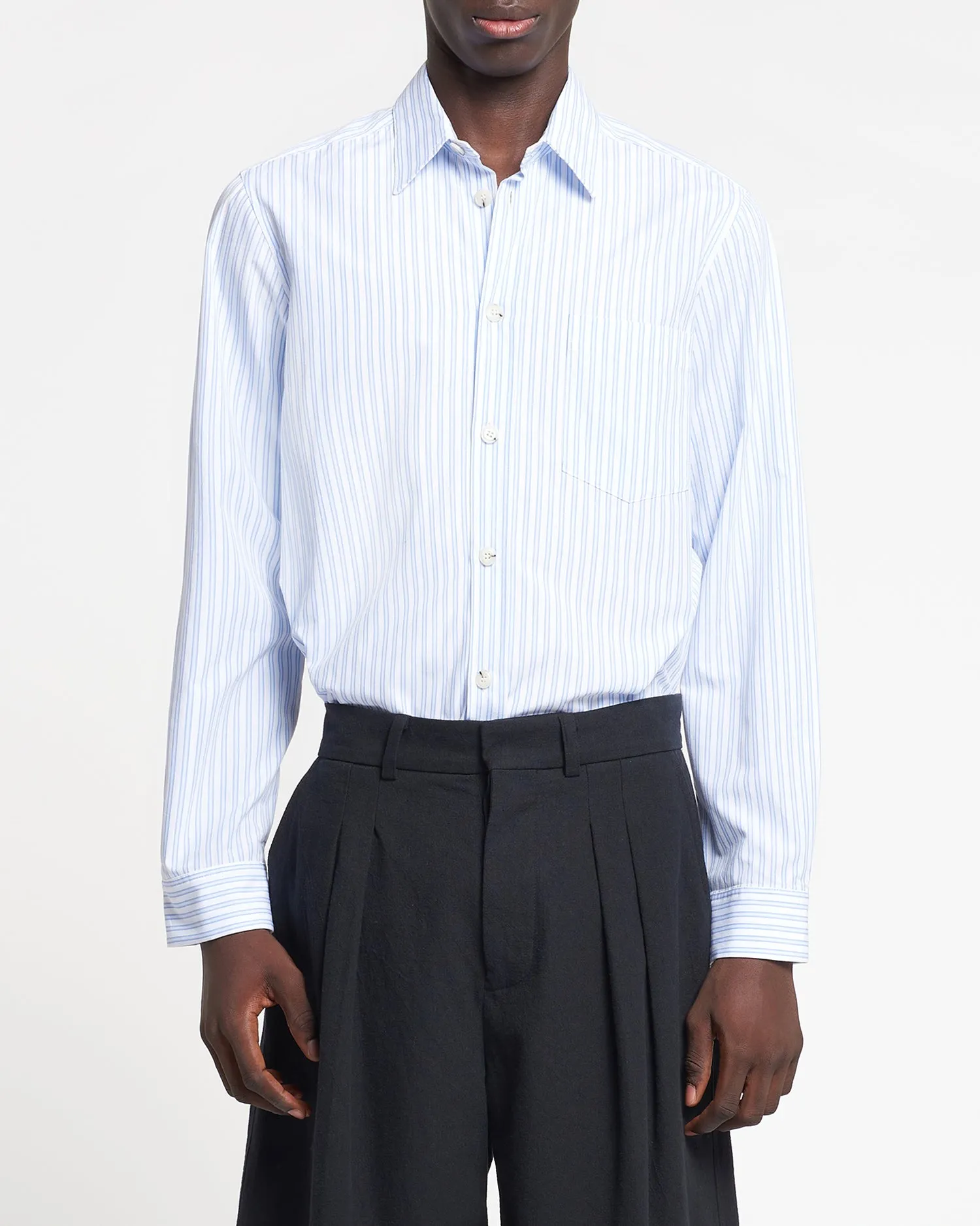 Kaleb - Striped Cotton Shirt - White Blue sold by Nanushka product image thumbnail 2