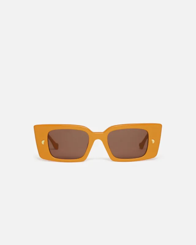 Carmel - Bio-Plastic Rectangle-Frame Sunglasses - Burnt Orange sold by Nanushka