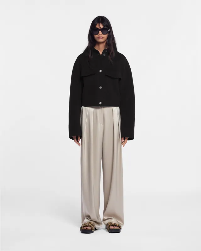 Kalare - Double Wool And Silk Blend Jacket - Black sold by Nanushka