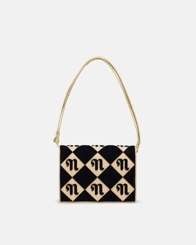 The Concertina Large - Tufted Alt-Nappa Shoulder Bag - Diamond Check sold by Nanushka