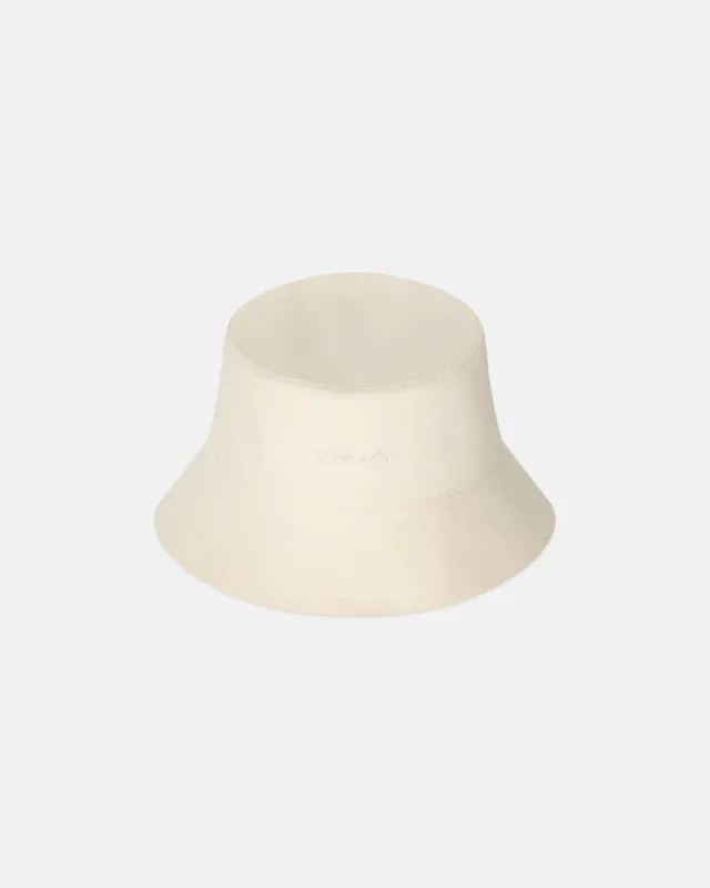 Caran - Signature Calligraphy Bucket Hat - Shell sold by Nanushka
