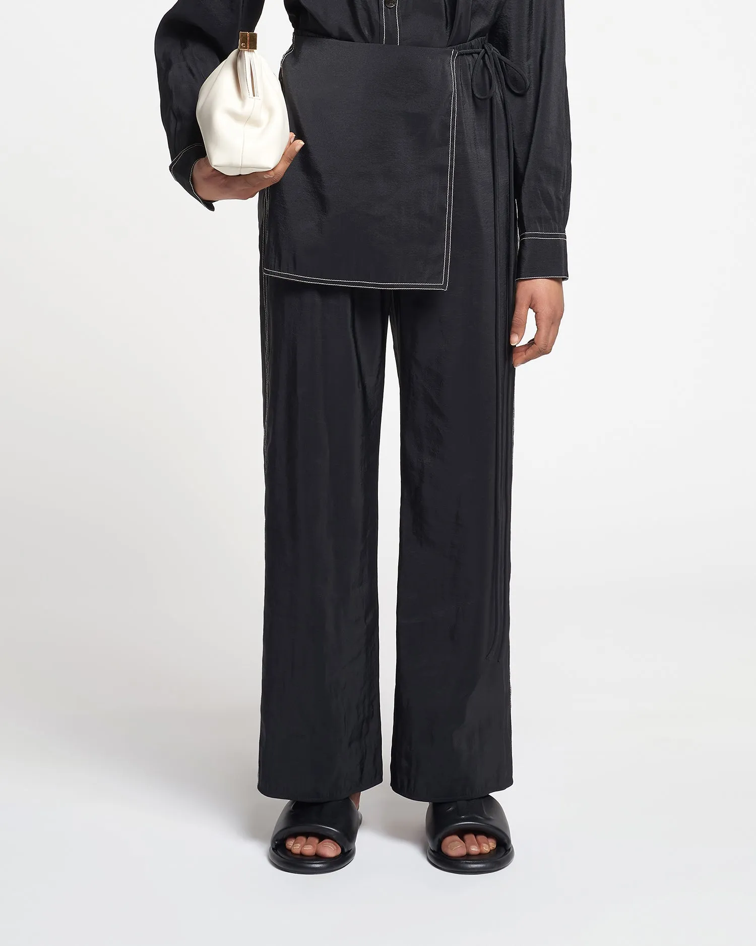 Evea - Glass Poplin Pants - Black sold by Nanushka product image thumbnail 3