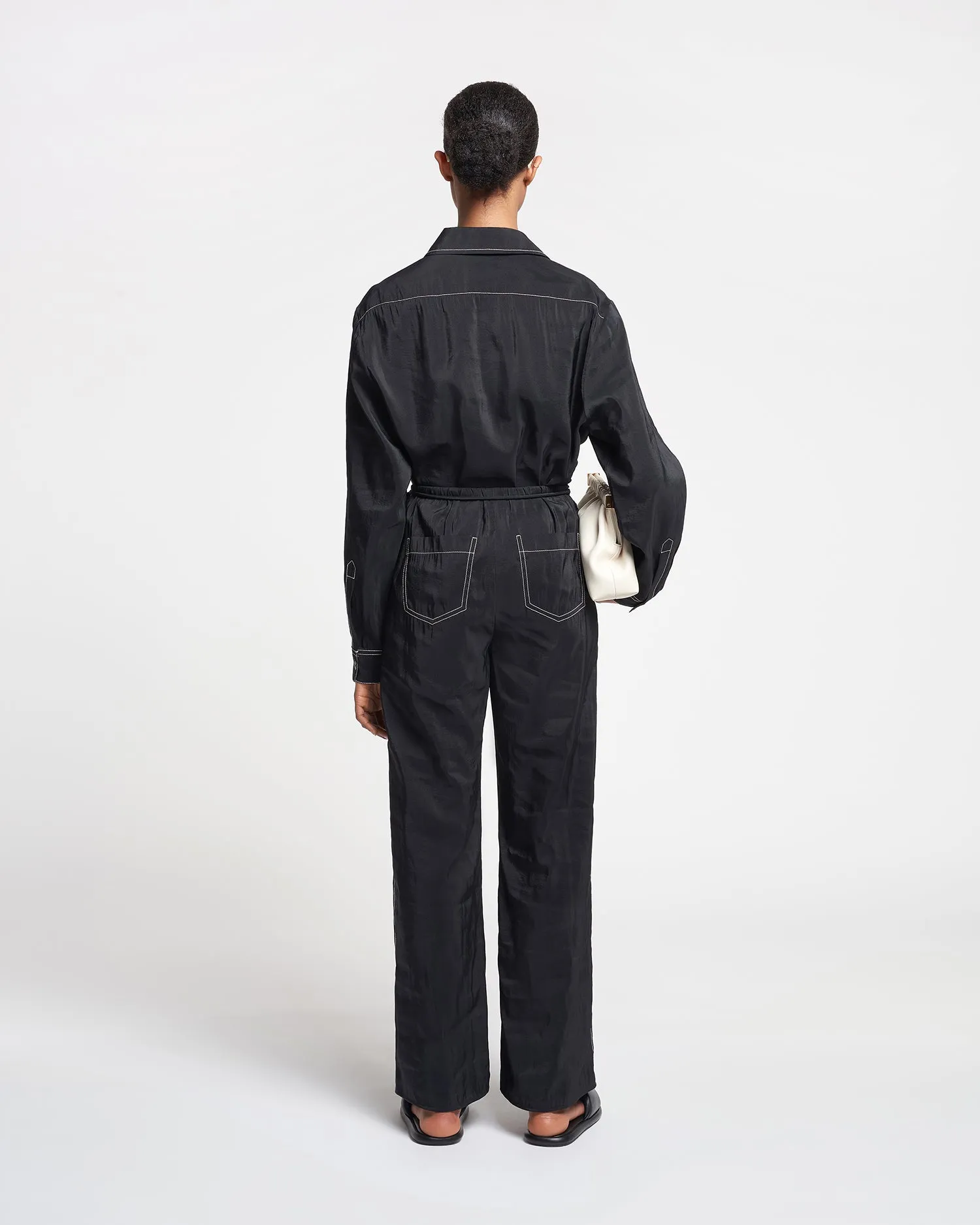 Evea - Glass Poplin Pants - Black sold by Nanushka product image thumbnail 2