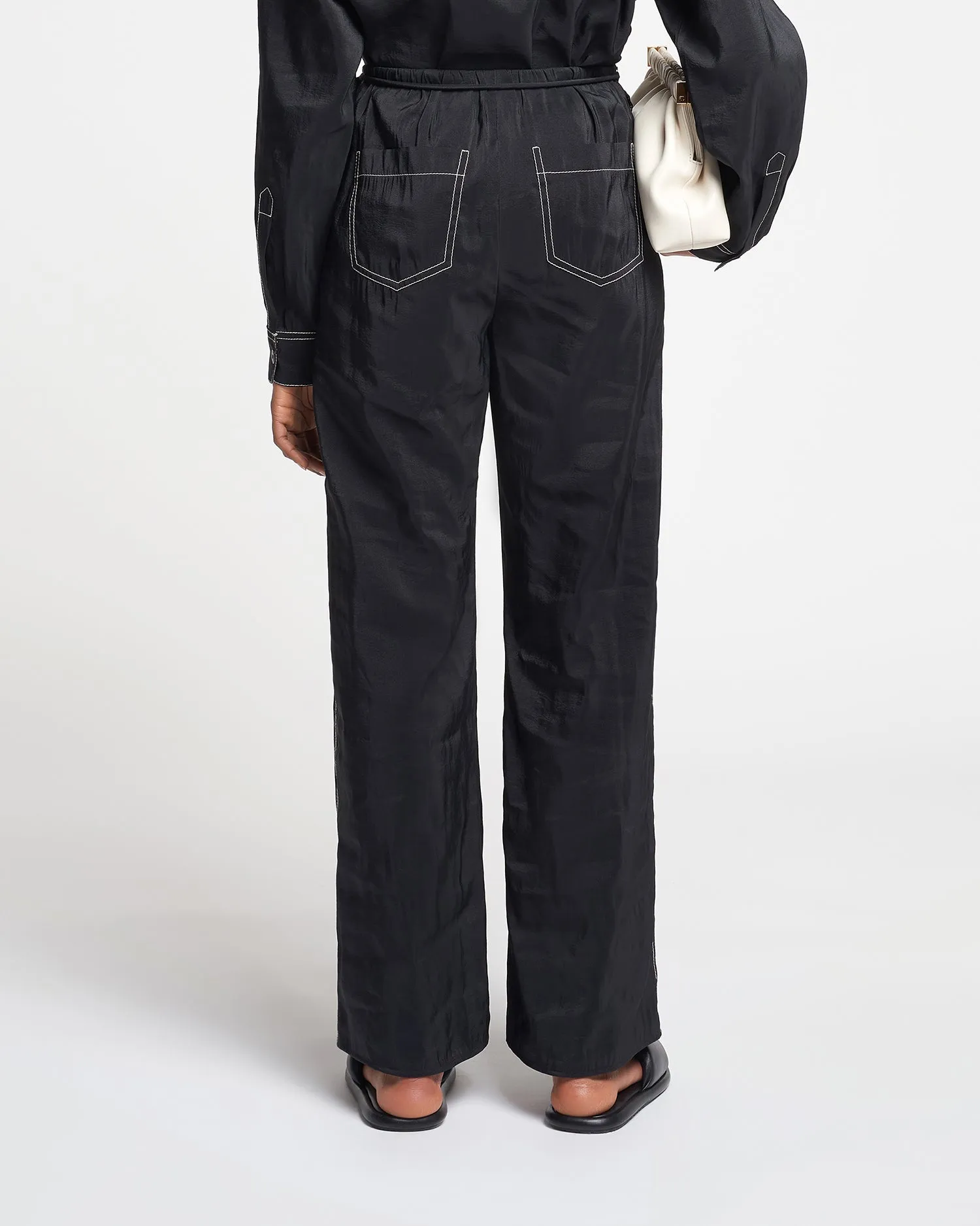 Evea - Glass Poplin Pants - Black sold by Nanushka product image thumbnail 4