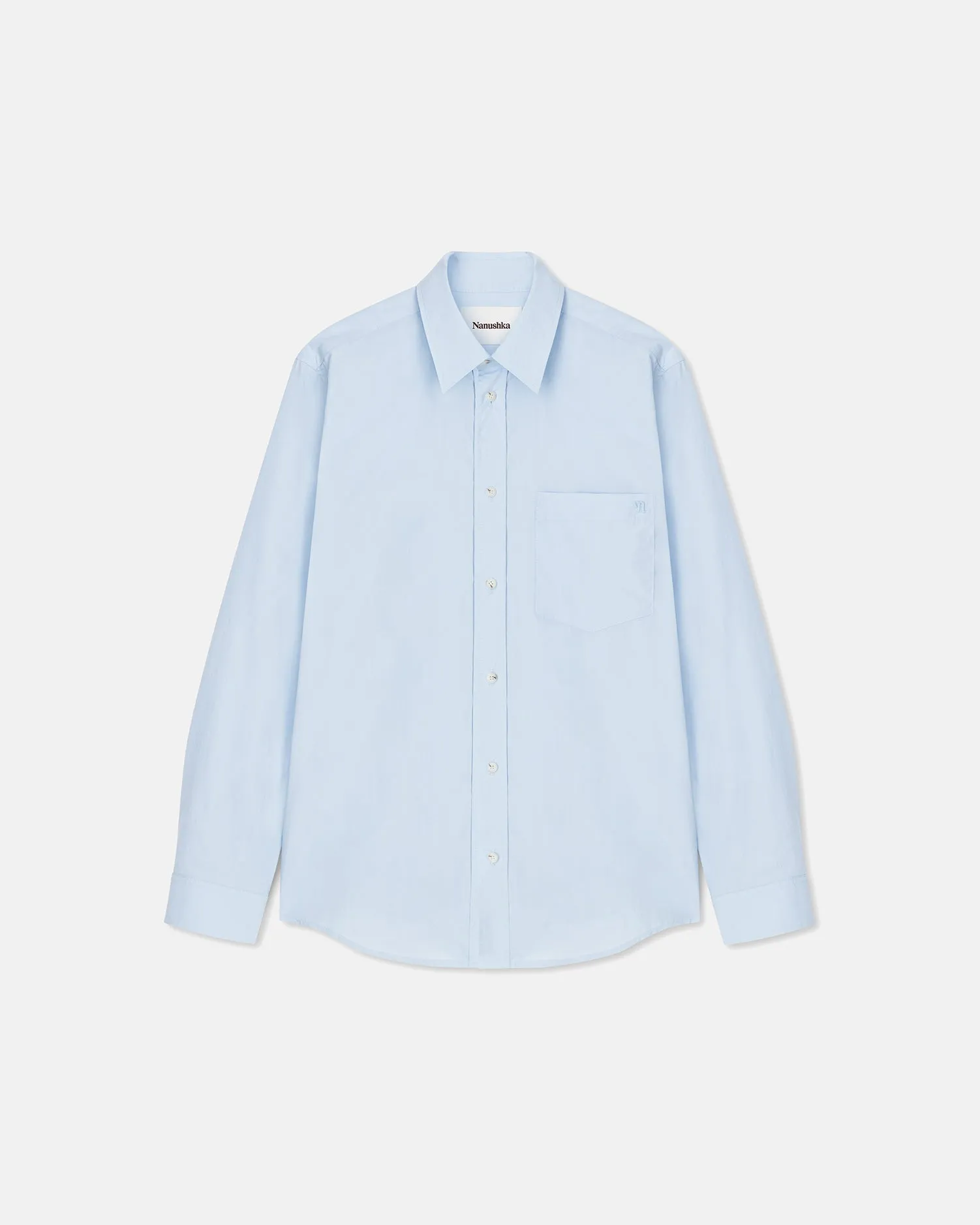 Kaleb - Upcycled Light Poplin Shirt - Sky Blue sold by Nanushka product image thumbnail 4