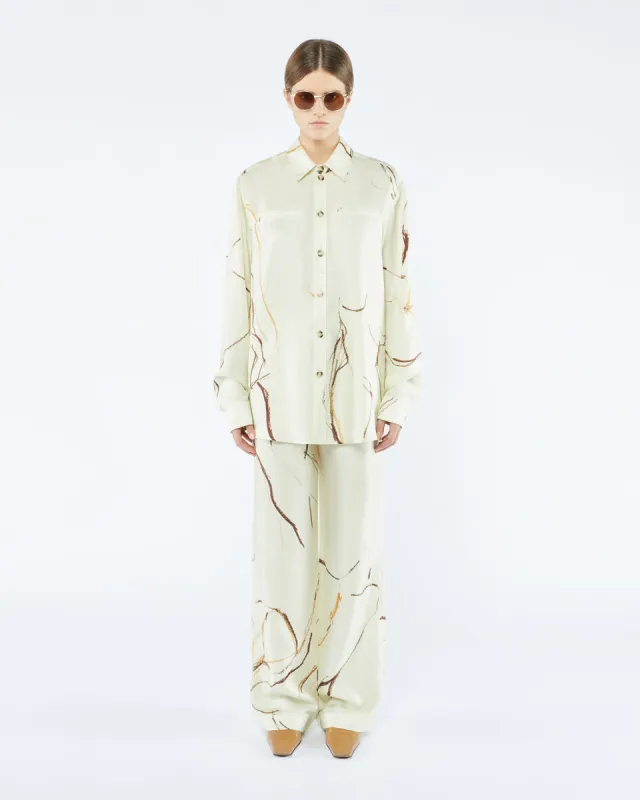 Sabrin - Sale Printed Twill Silk Shirt - Line Drawing Big Scale sold by Nanushka