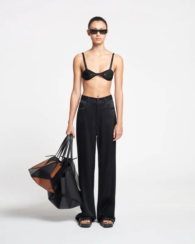 Josine - Slip Satin Baggy Pants - Black made by Nanushka