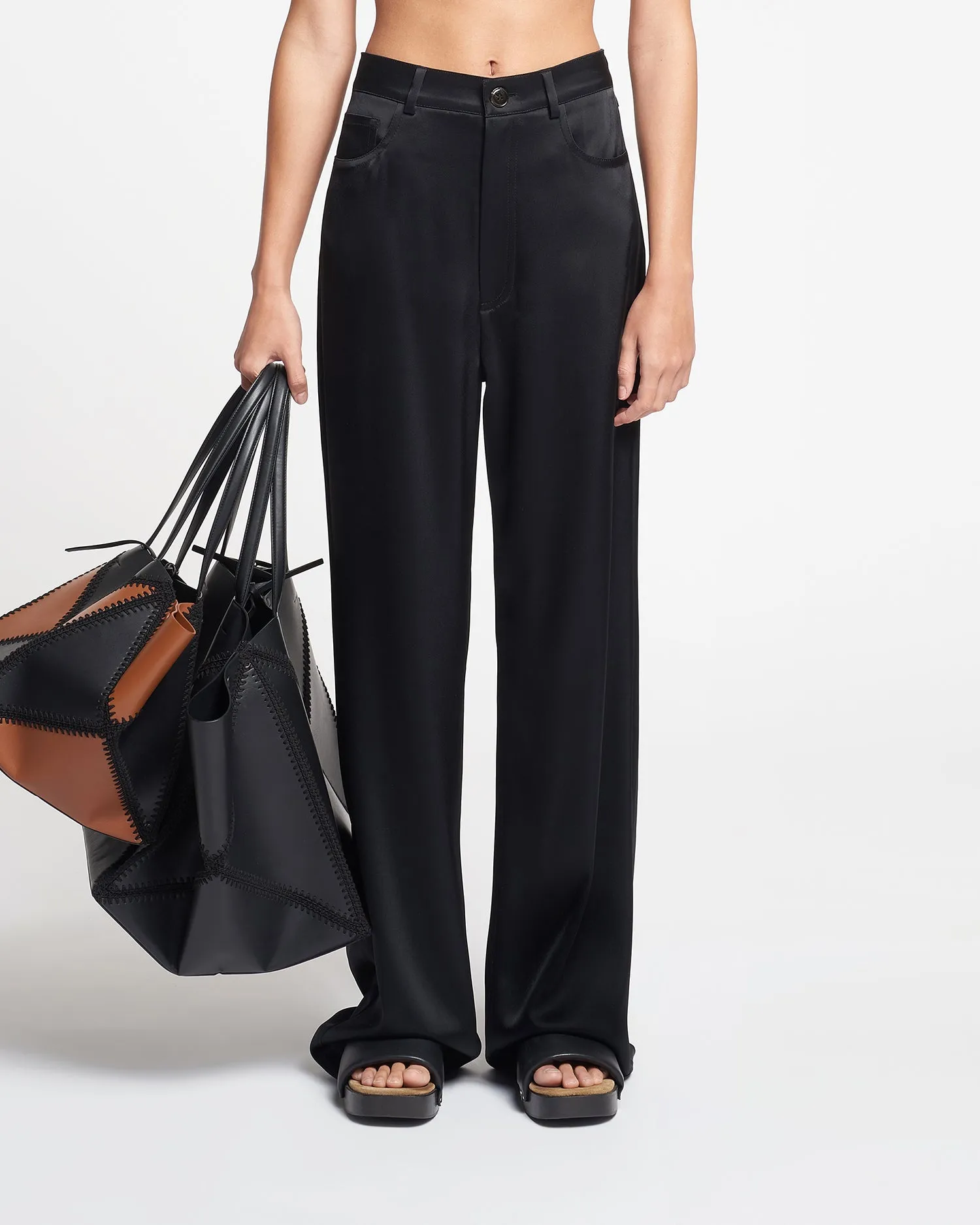 Josine - Slip Satin Baggy Pants - Black sold by Nanushka product image thumbnail 3