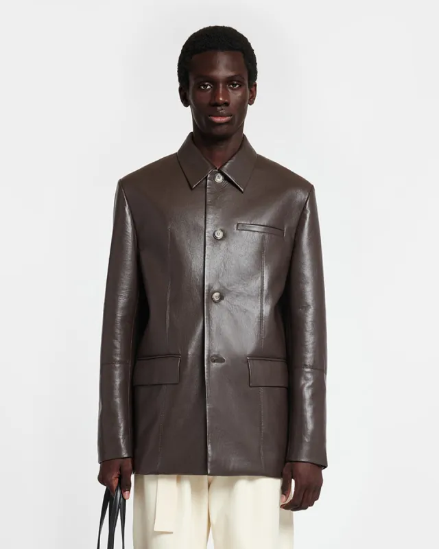 Danick - Regenerated Leather Jacket - Coffee Bean sold by Nanushka