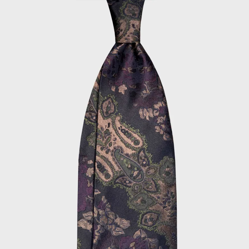 F.Marino Liberty Paisley Pattern Silk Tie Dark Navy Blue made by Wools Boutique Uomo