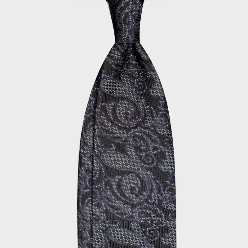 F.Marino Ornamental Paisley Silk Tie Silver Grey made by Wools Boutique Uomo