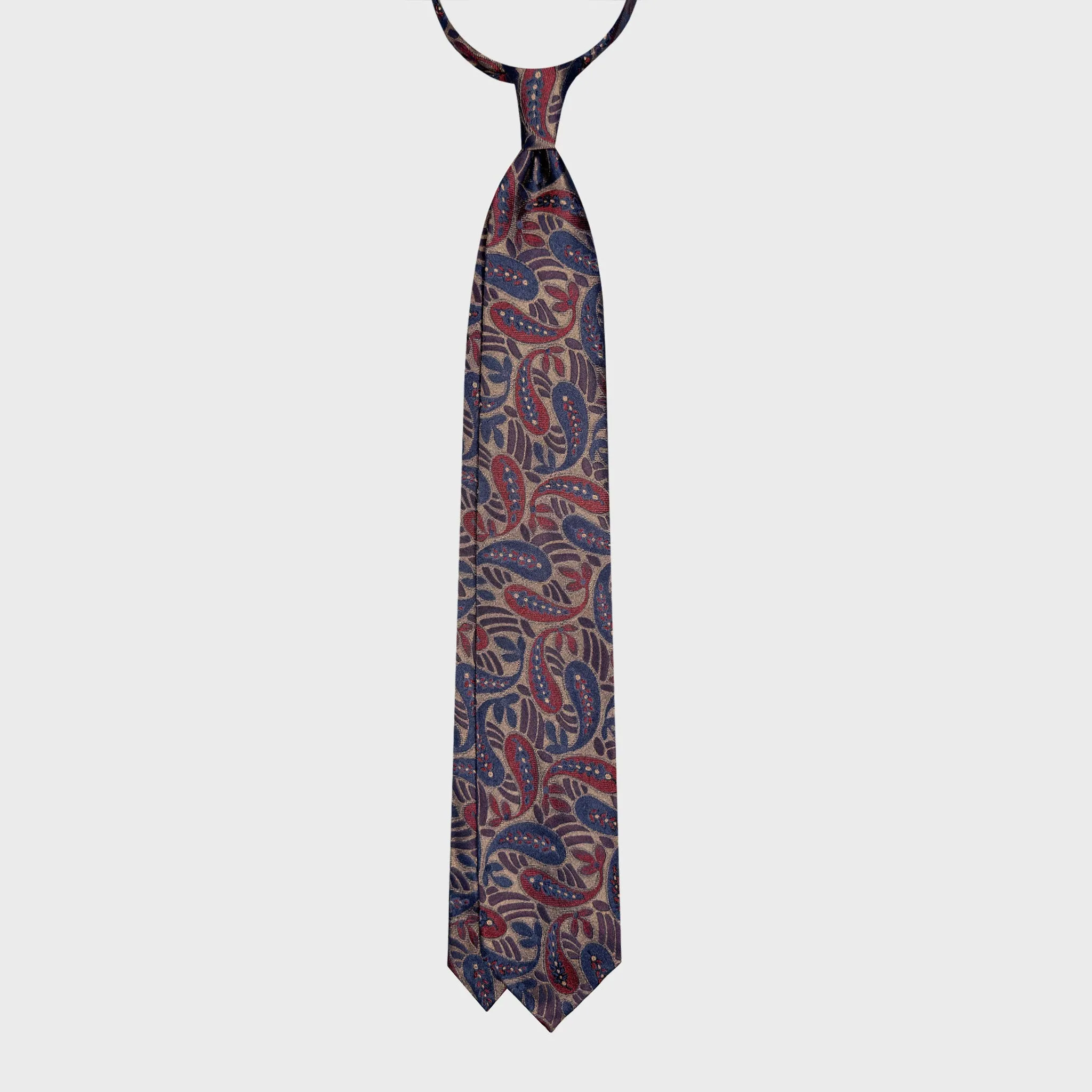 F.Marino Paisley Silk Tie Bronze Burgundy Denim Blue sold by Wools Boutique Uomo product image thumbnail 4