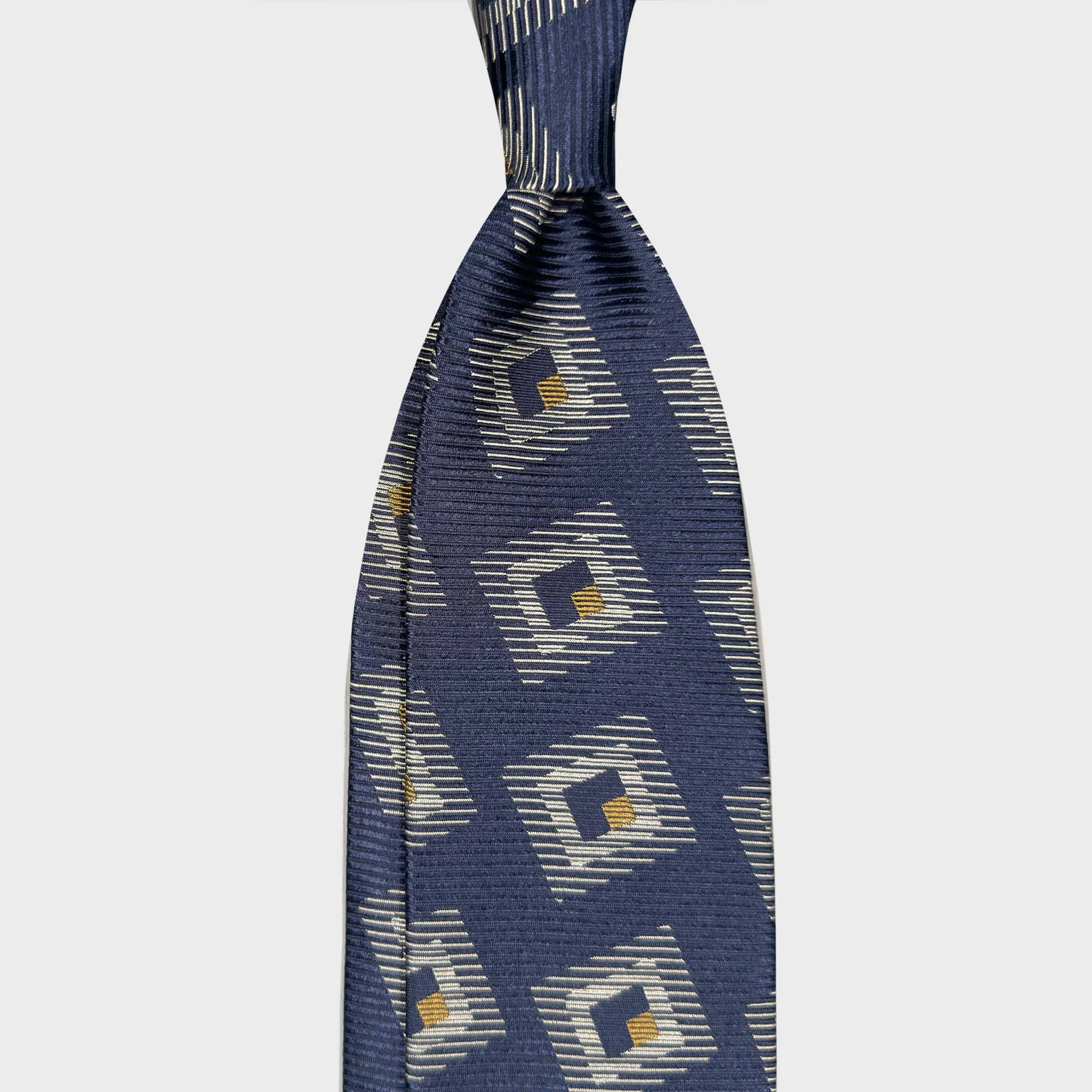 F.Marino Art Decò Silk Tie Large Geometric Frame Denim Blue sold by Wools Boutique Uomo