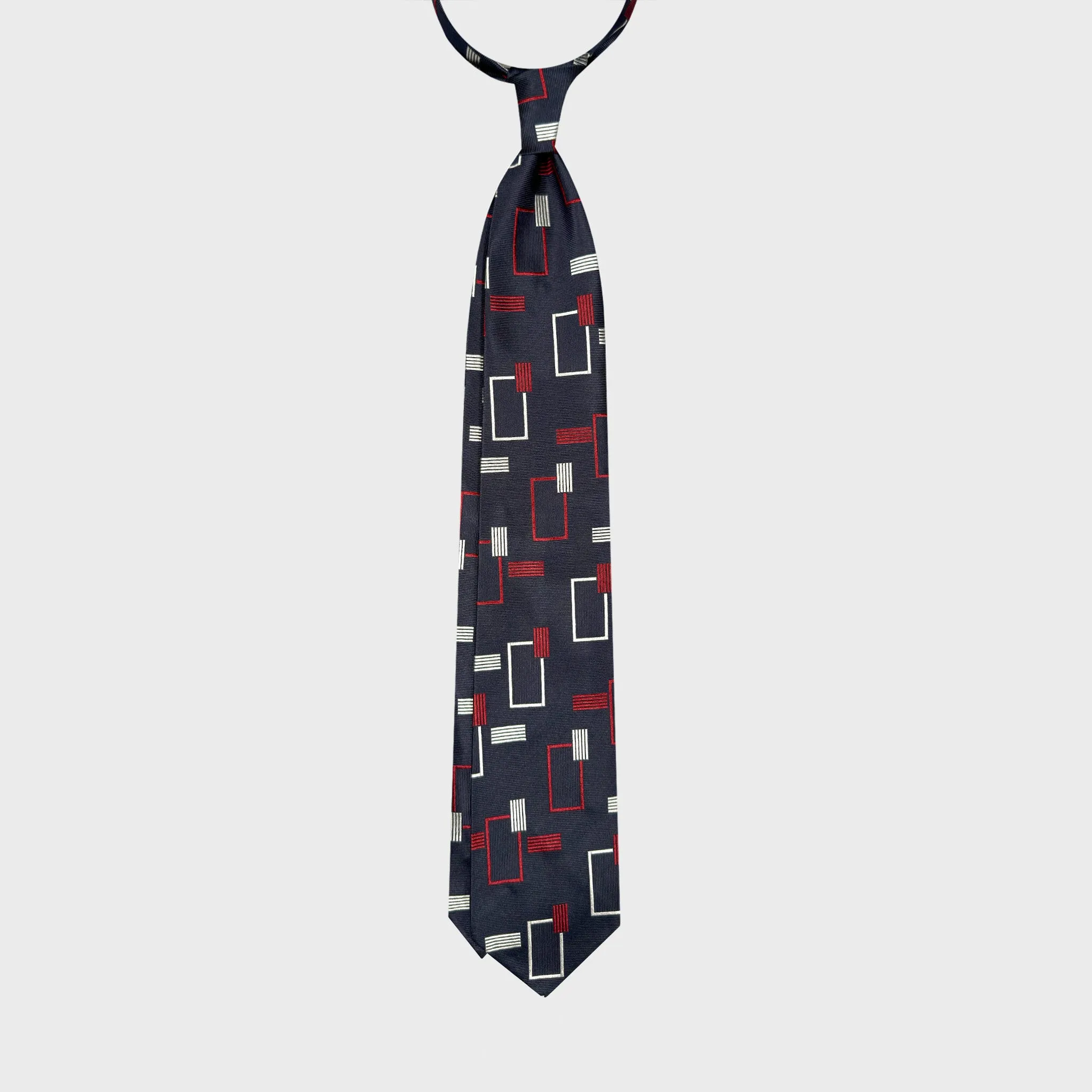 F.Marino Art Déco Silk Tie Large Geometric Pattern Ruby Red sold by Wools Boutique Uomo product image thumbnail 3