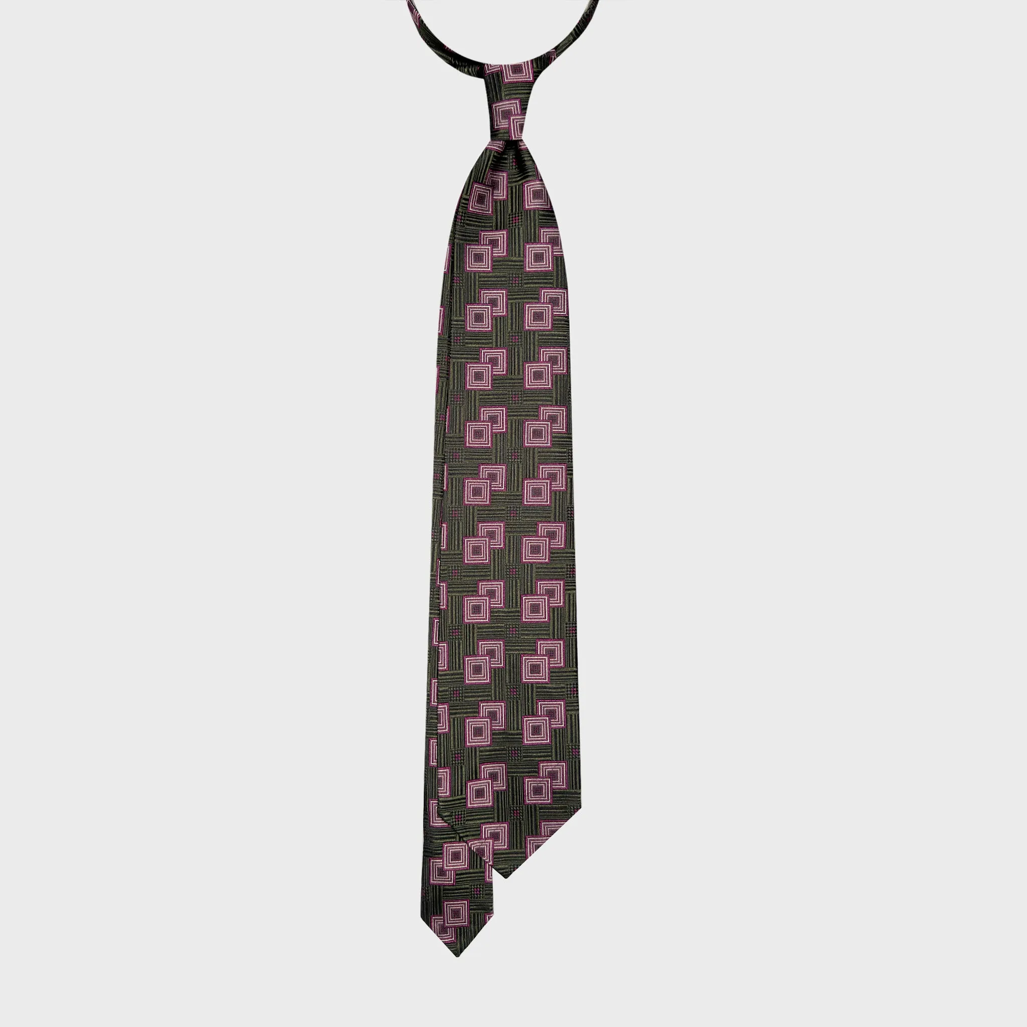 F.Marino Art Déco Silk Tie Geometric Pattern Lime Green sold by Wools Boutique Uomo product image thumbnail 5