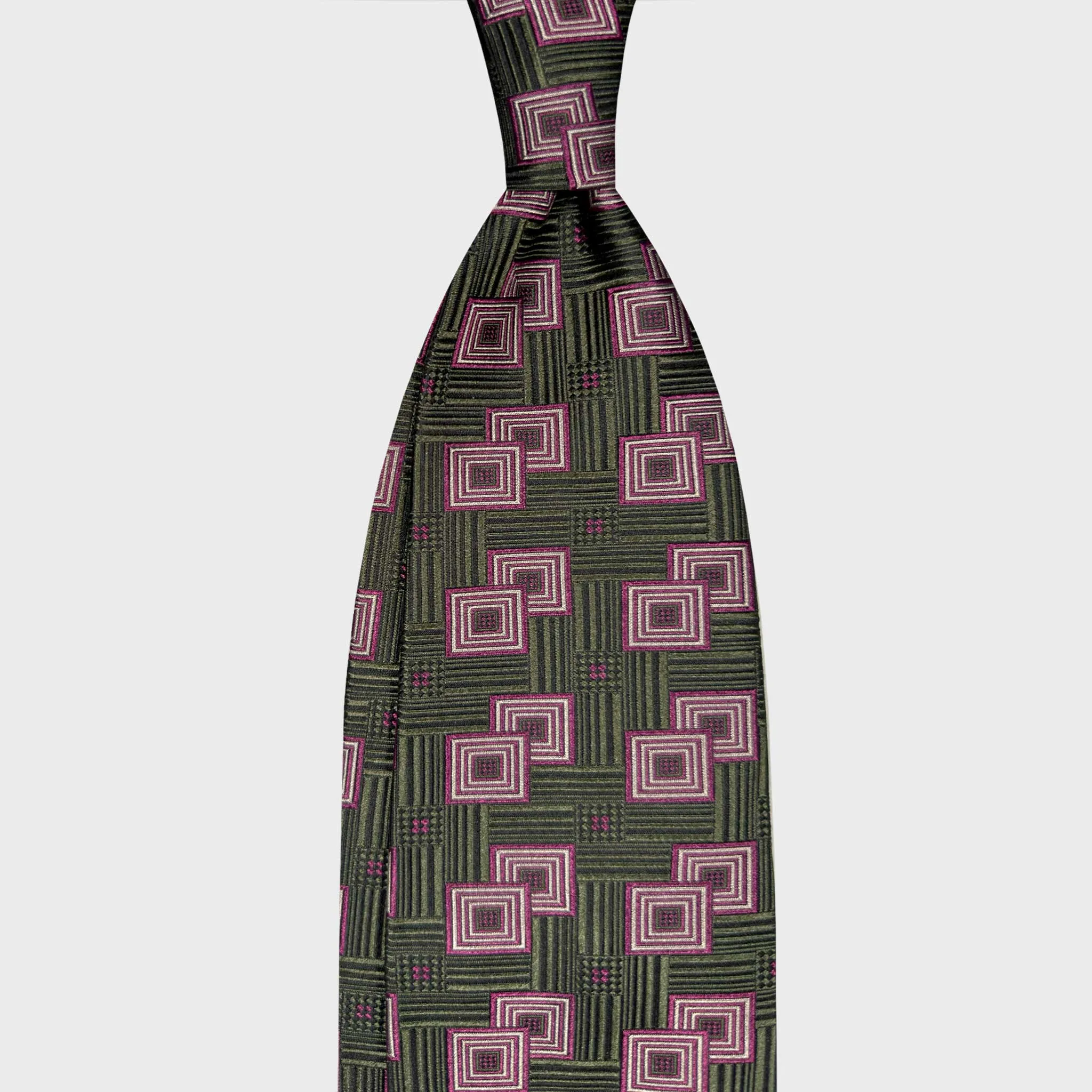 F.Marino Art Déco Silk Tie Geometric Pattern Lime Green sold by Wools Boutique Uomo