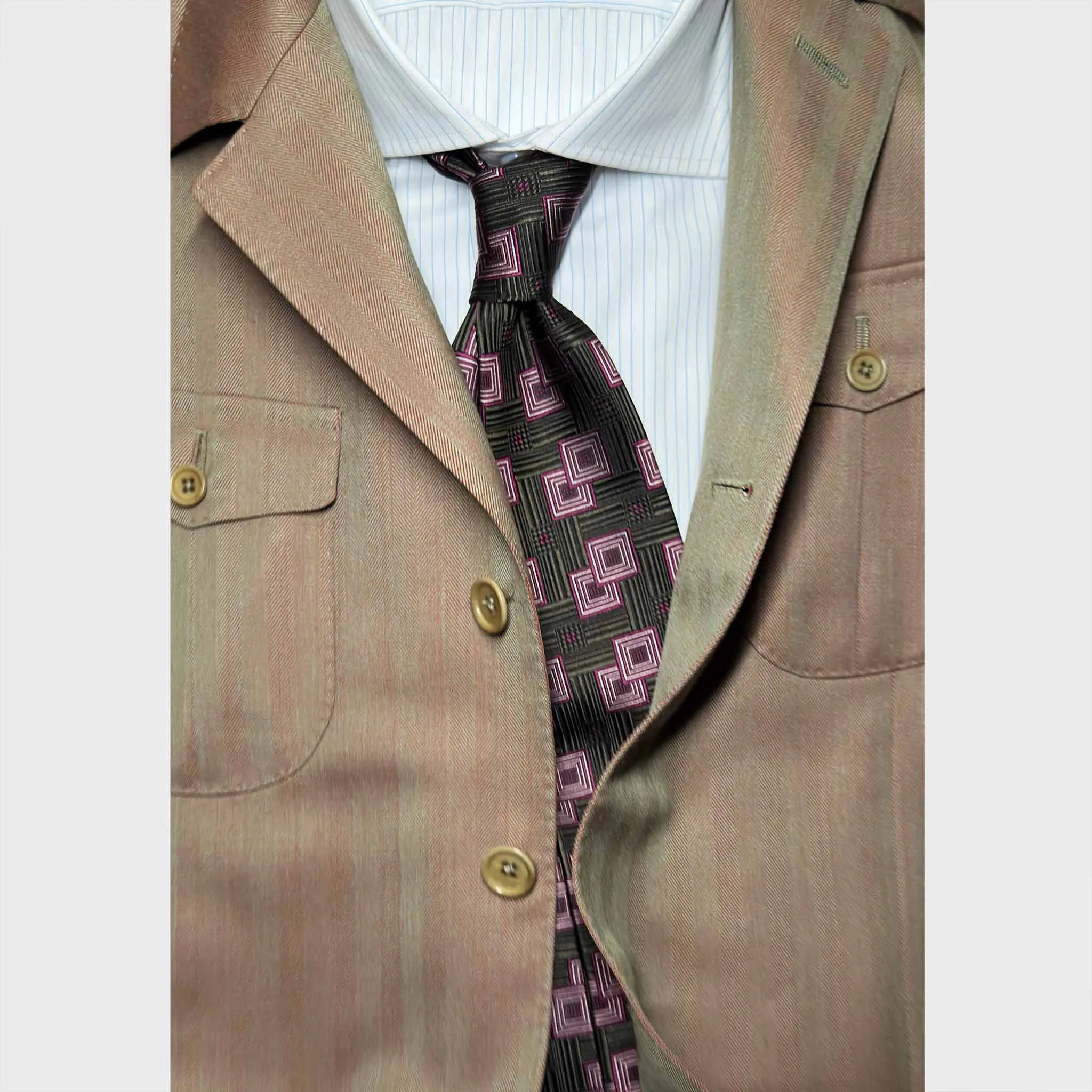 F.Marino Art Déco Silk Tie Geometric Pattern Lime Green sold by Wools Boutique Uomo product image thumbnail 3