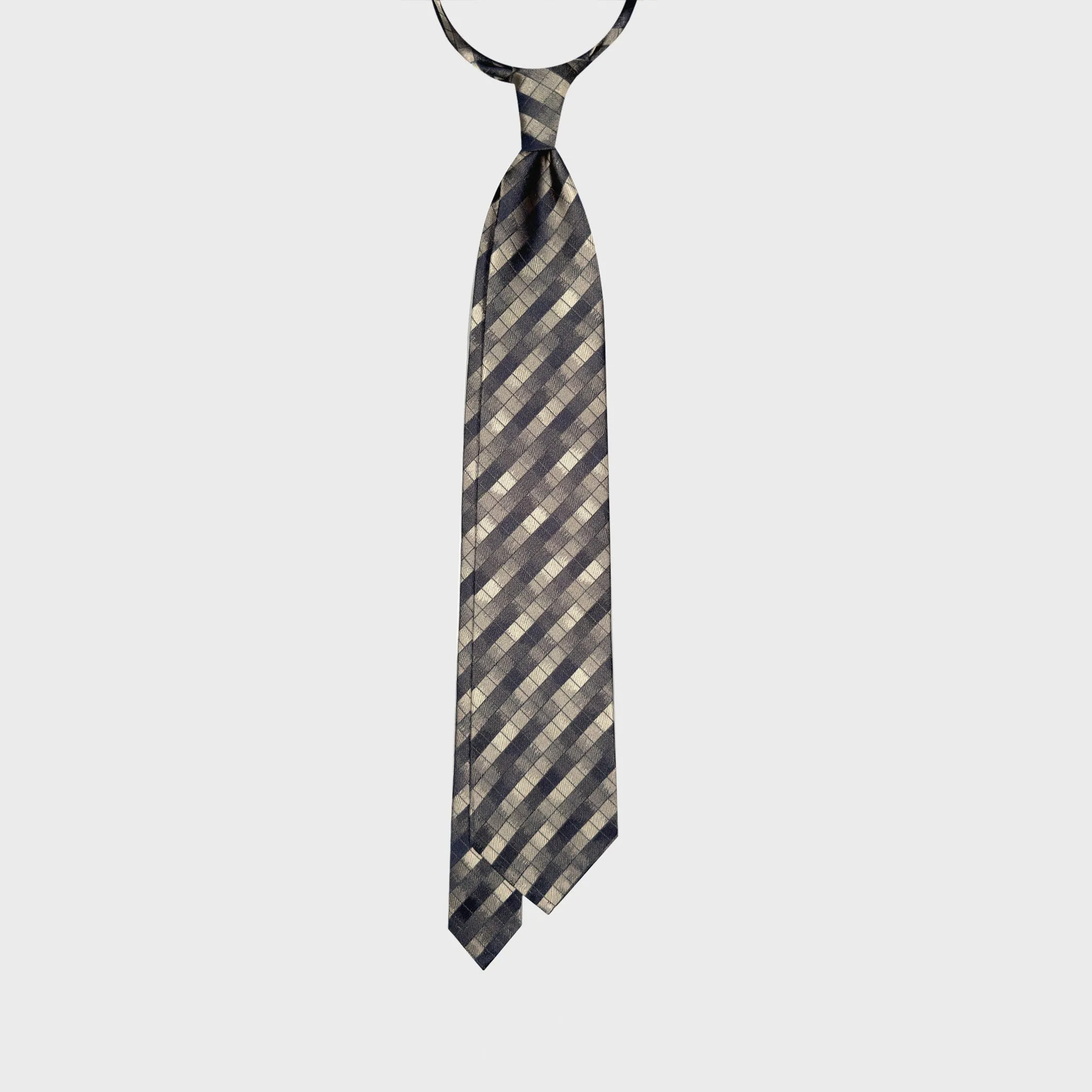 F.Marino Silk Tie Windowpane Checked Pattern Ivory Tones sold by Wools Boutique Uomo product image thumbnail 3