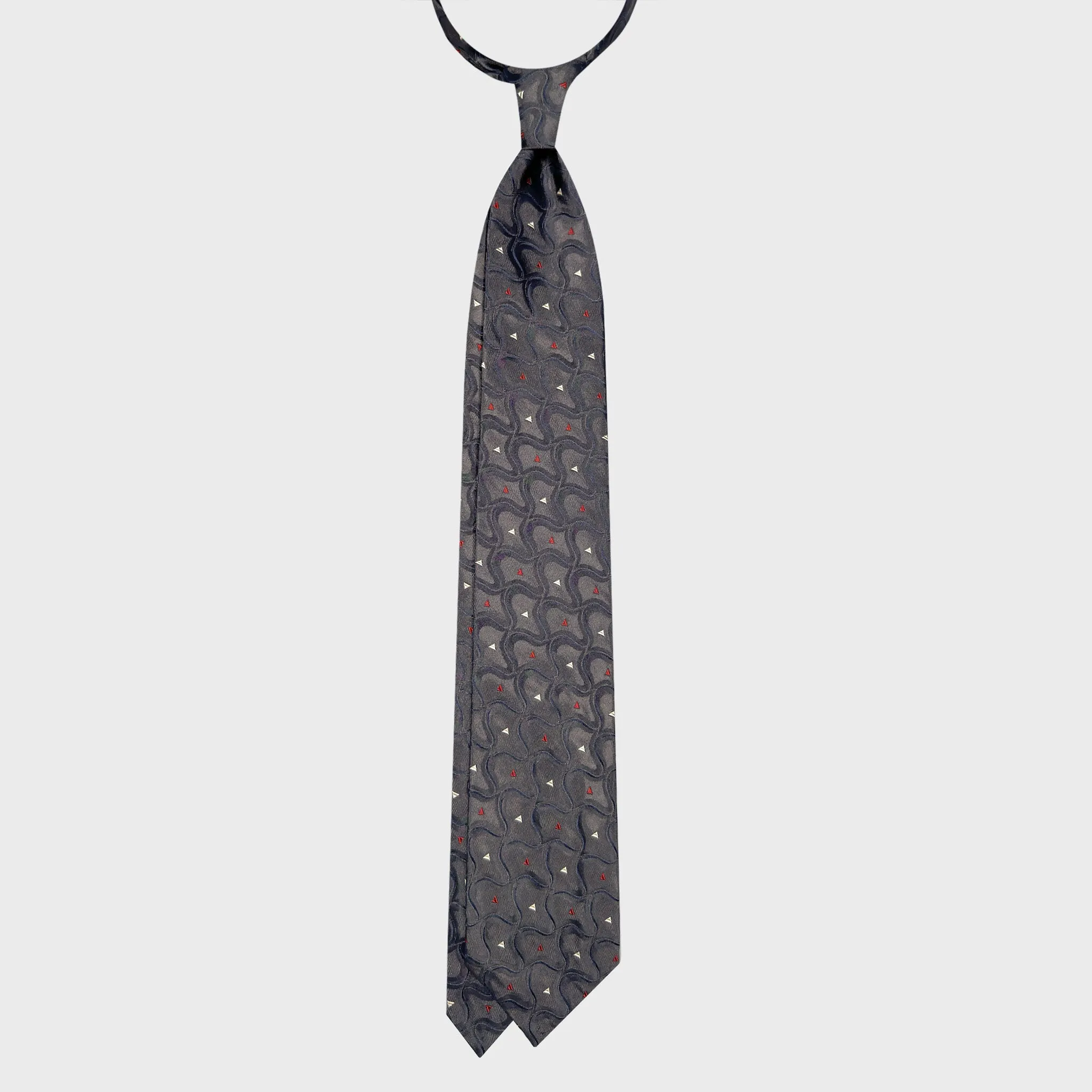 F.Marino Art Nouveau Silk Tie Geometric Wave Pattern Steel Grey sold by Wools Boutique Uomo product image thumbnail 3