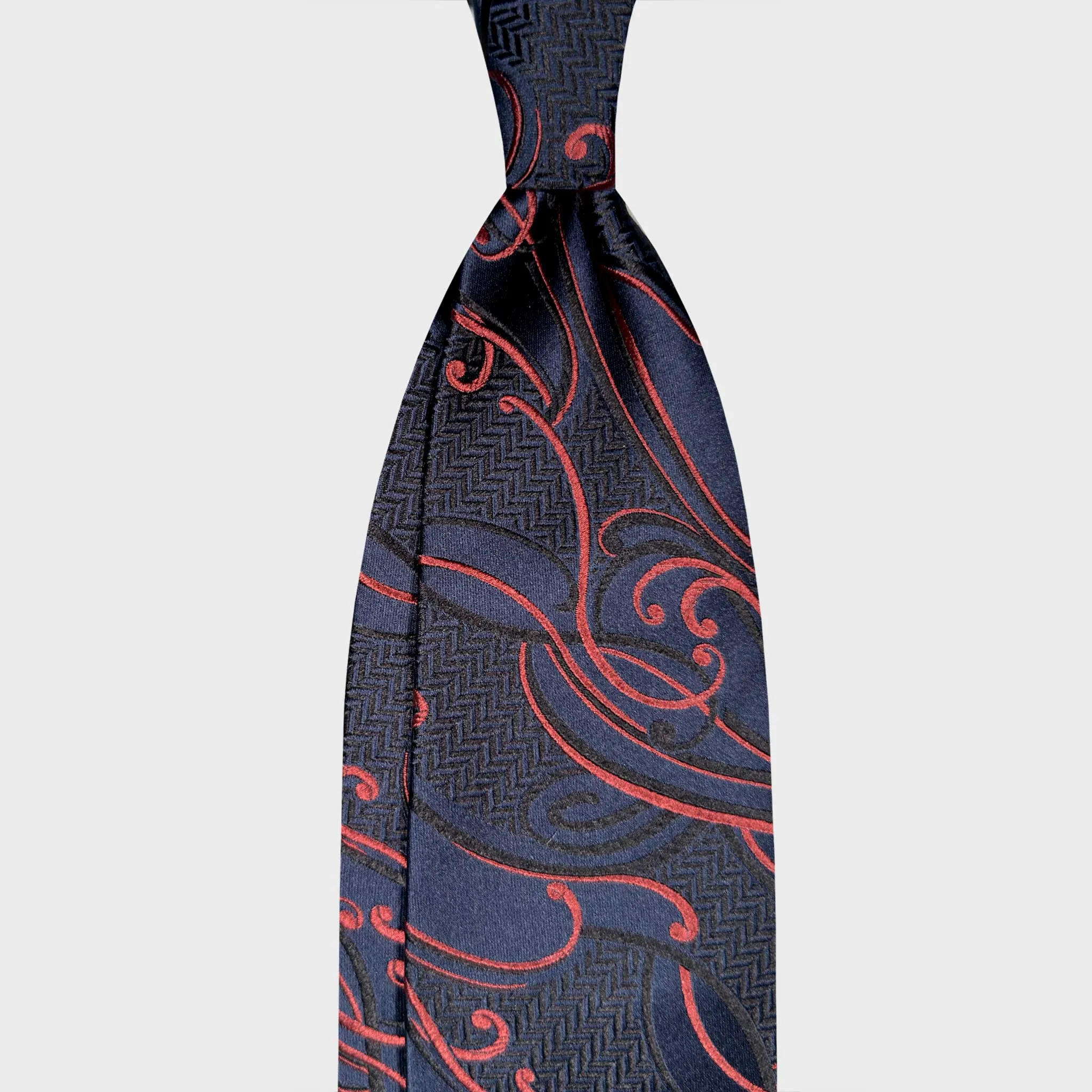F.Marino Art Nouveau Silk Tie Ornament Botanic Pattern Navy Blue sold by Wools Boutique Uomo
