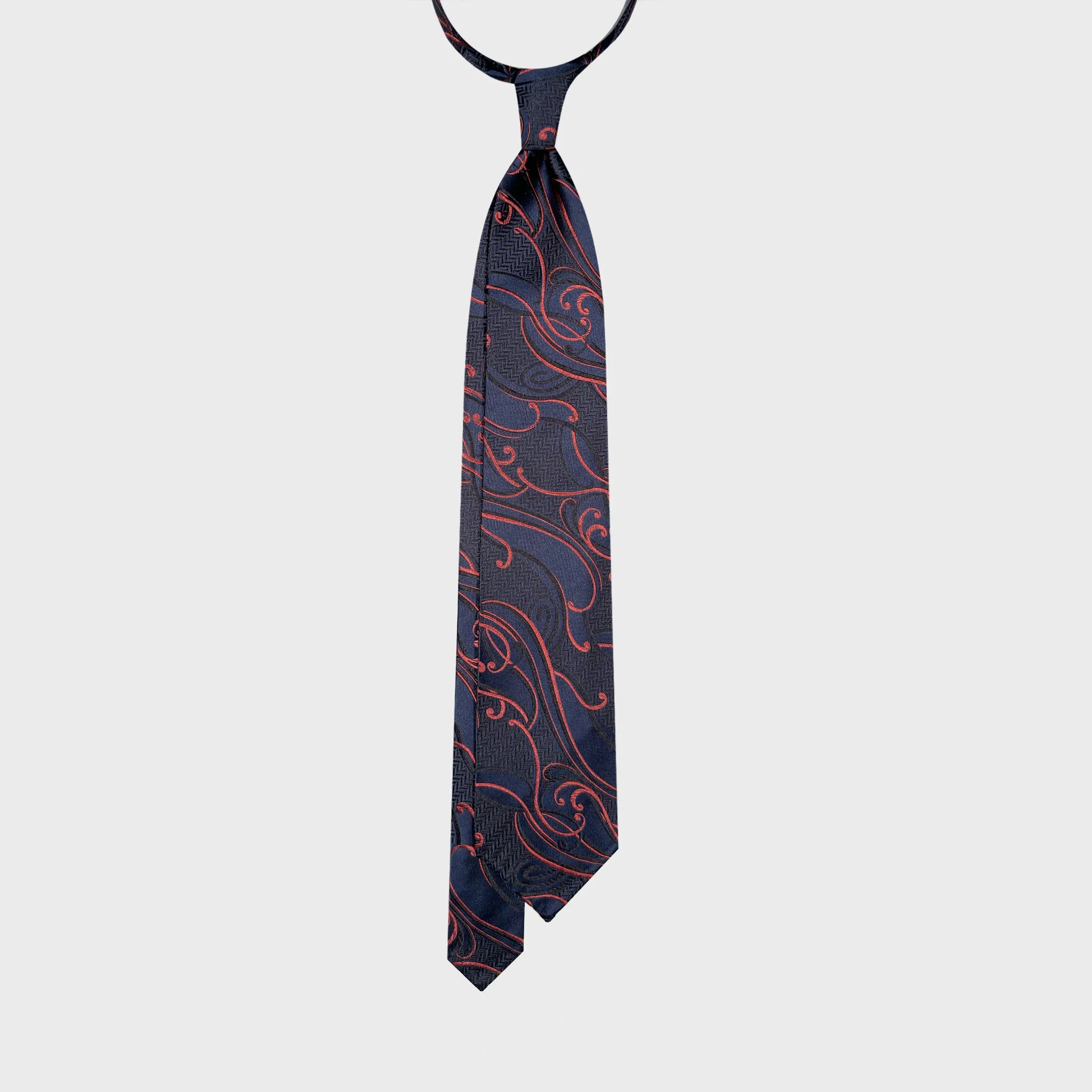 F.Marino Art Nouveau Silk Tie Ornament Botanic Pattern Navy Blue sold by Wools Boutique Uomo product image thumbnail 4