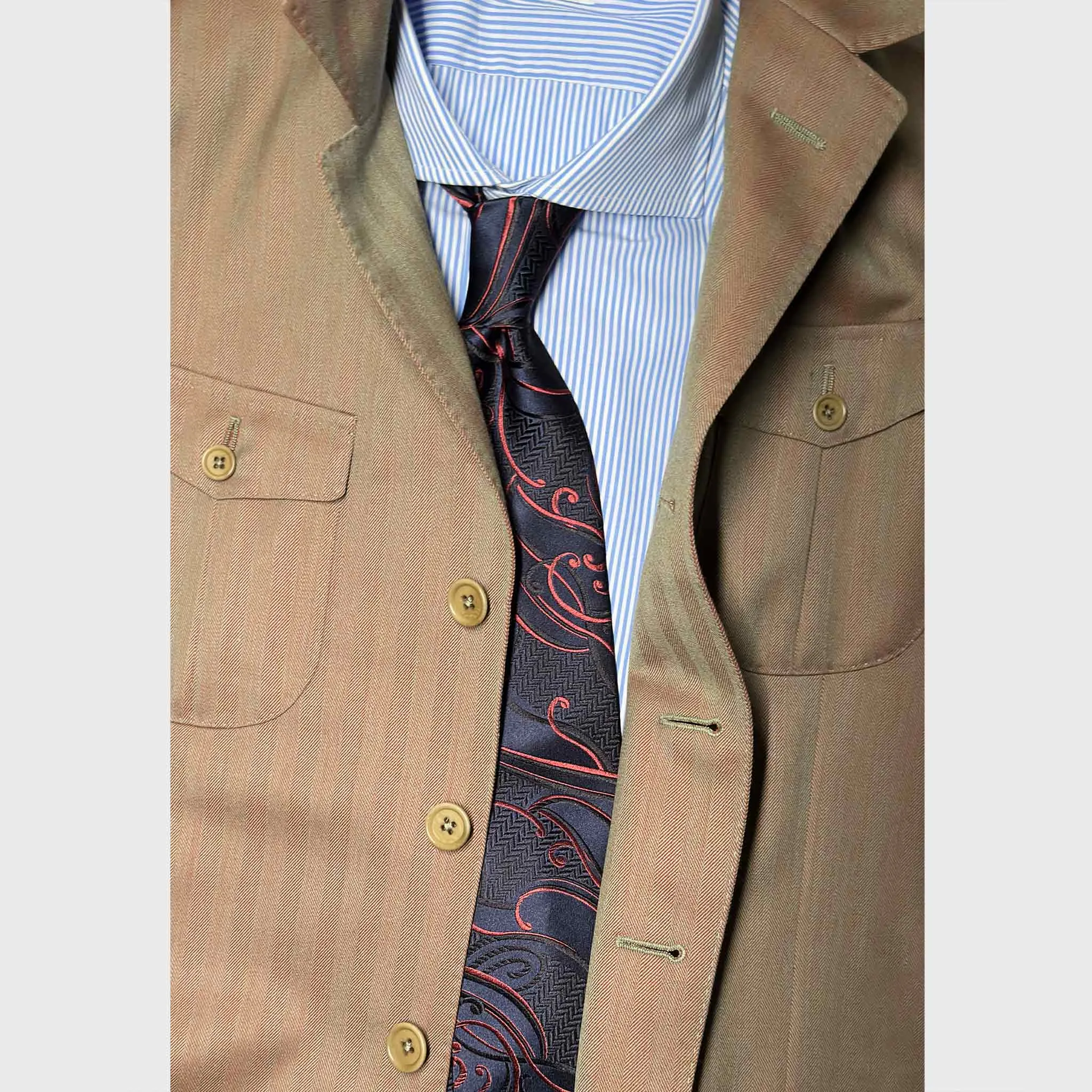 F.Marino Art Nouveau Silk Tie Ornament Botanic Pattern Navy Blue sold by Wools Boutique Uomo product image thumbnail 2