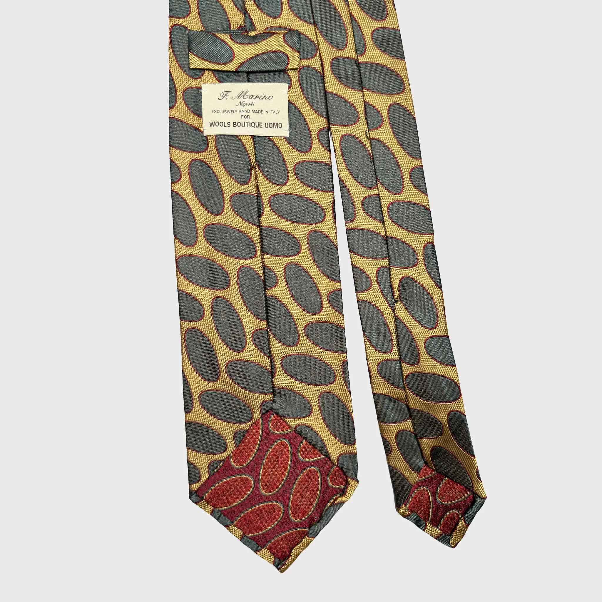 F.Marino Art Déco Silk Tie Oval Pattern Gold Yellow sold by Wools Boutique Uomo product image thumbnail 4